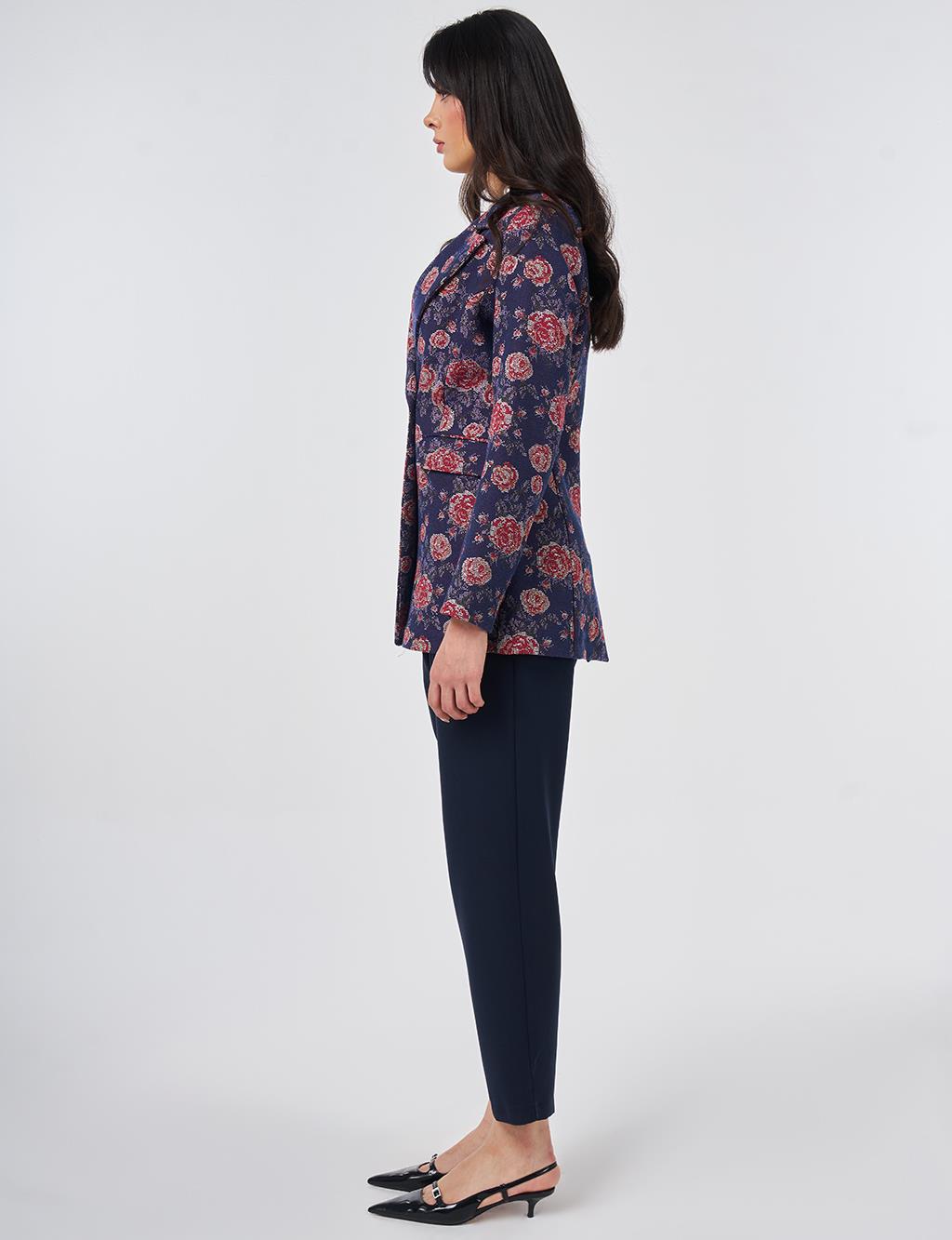 Floral Blazer Jacket Navy
