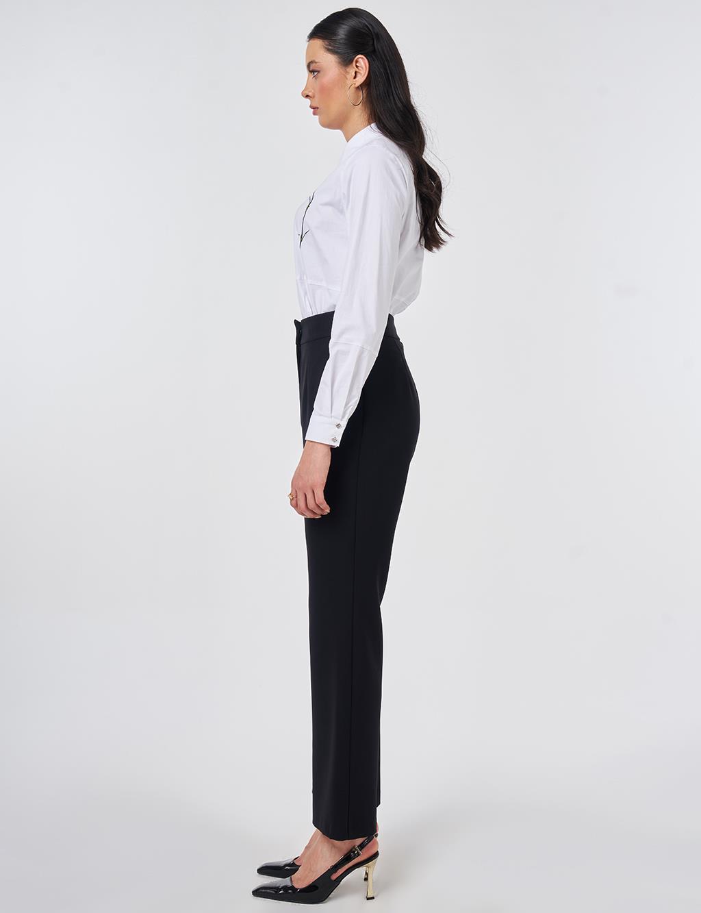 Pleat-Detail Fabric Pants Black