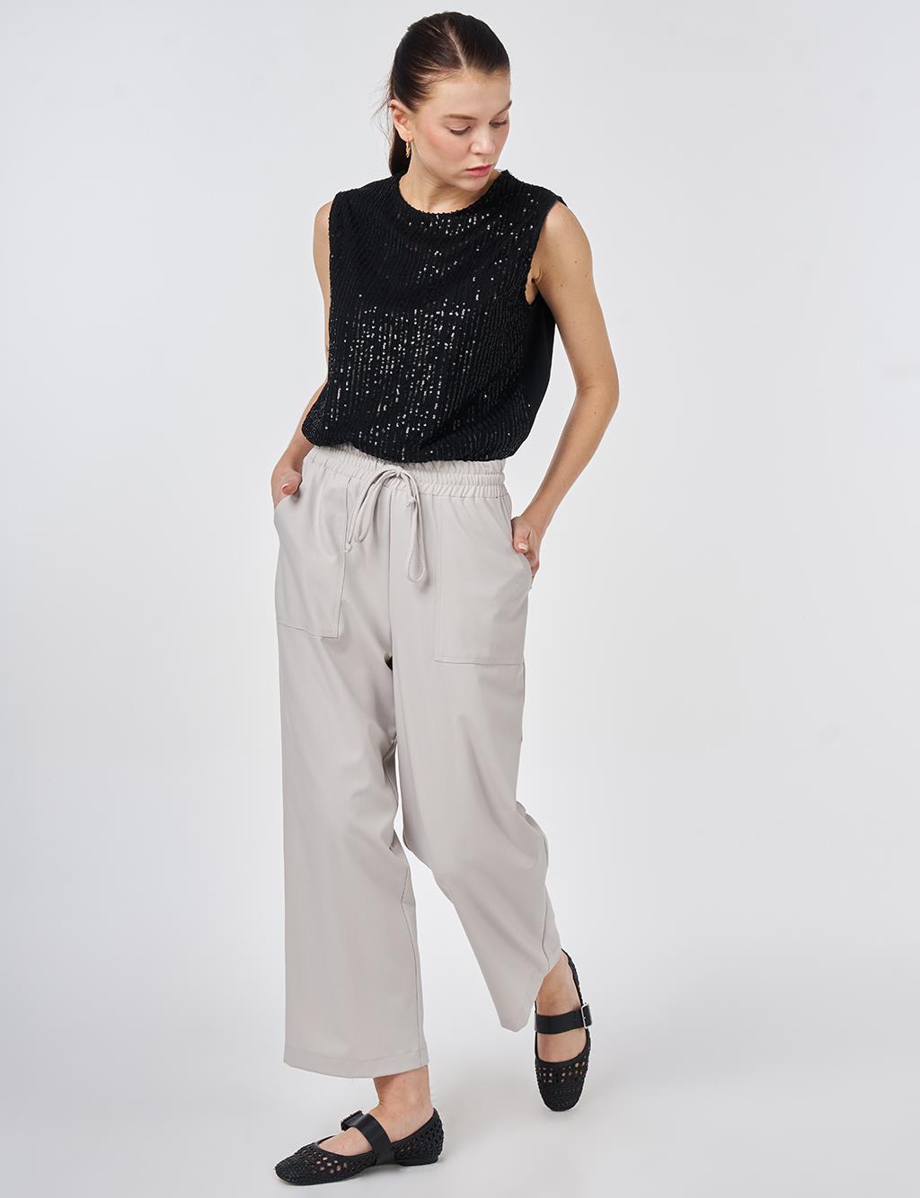 Relaxed Fit Viscose Trousers Gray