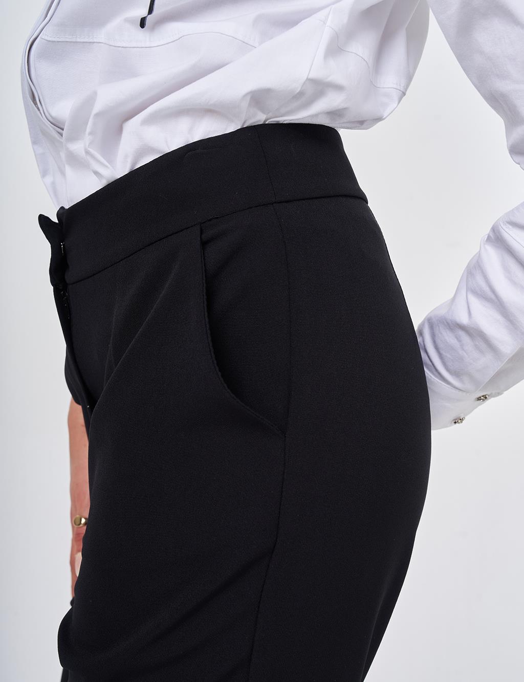 Pleat-Detail Fabric Pants Black