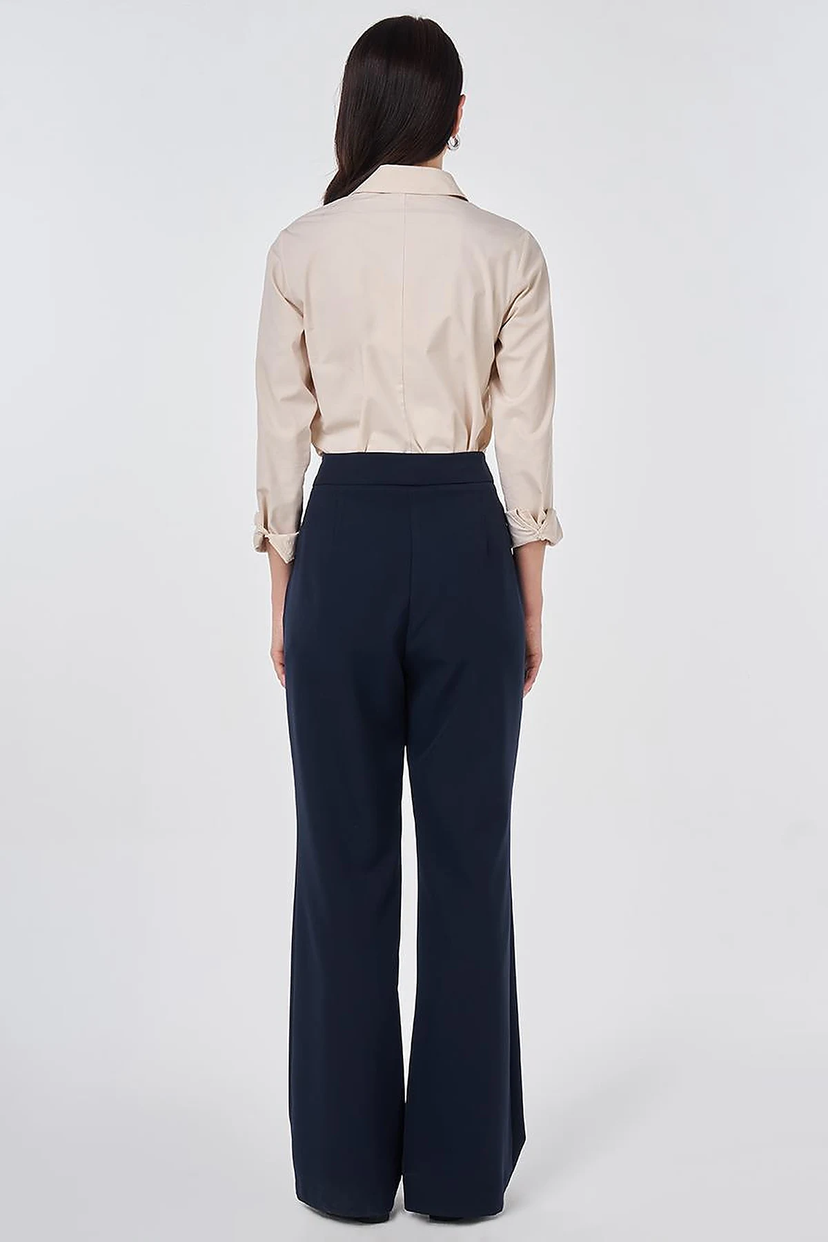 Pleat-Detail Fabric Pants Dark Navy