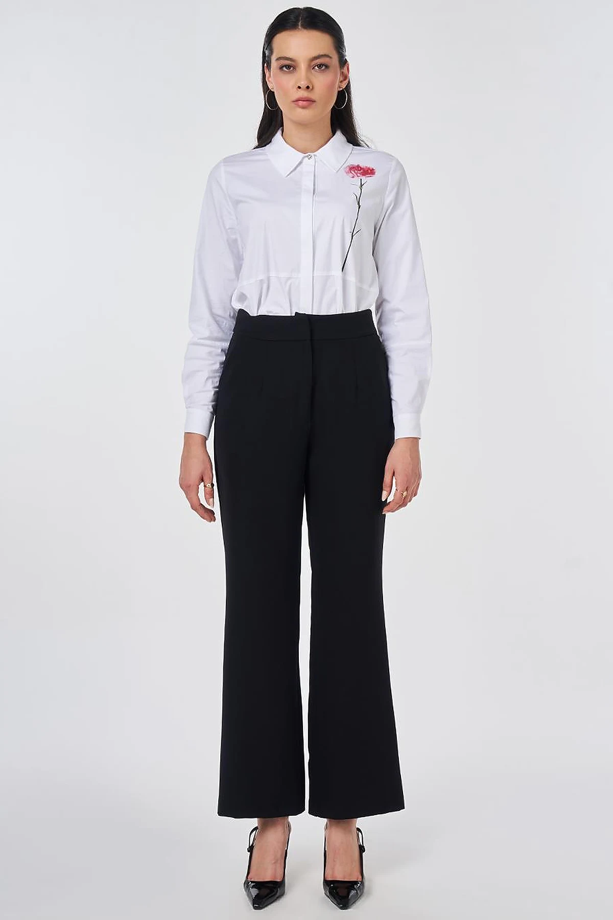 Pleat-Detail Fabric Pants Black