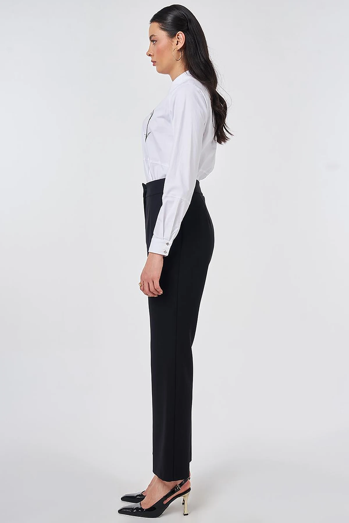 Pleat-Detail Fabric Pants Black