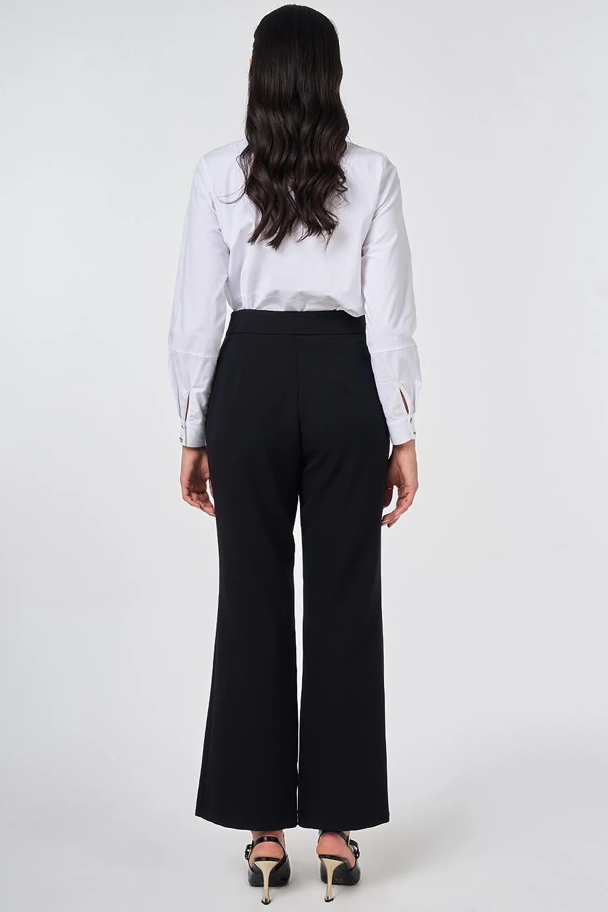 Pleat-Detail Fabric Pants Black