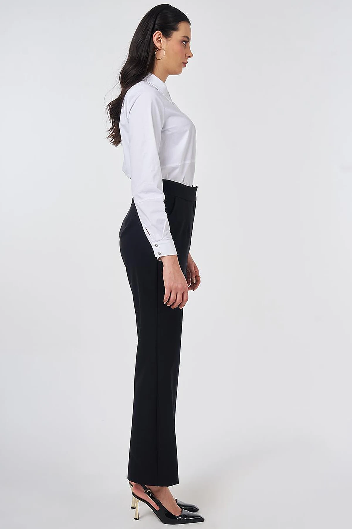 Pleat-Detail Fabric Pants Black