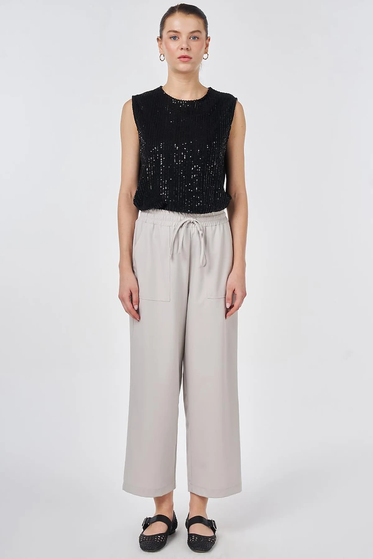 Relaxed Fit Viscose Trousers Gray
