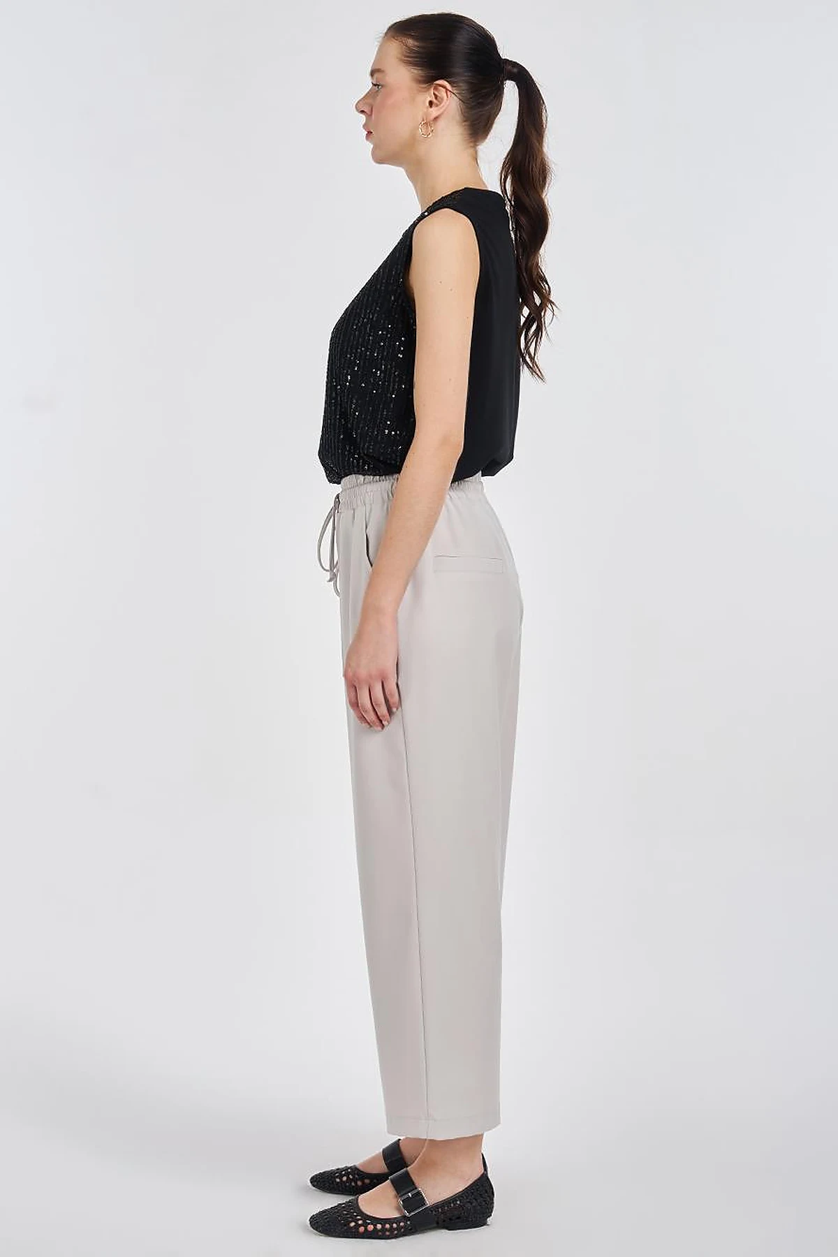 Relaxed Fit Viscose Trousers Gray