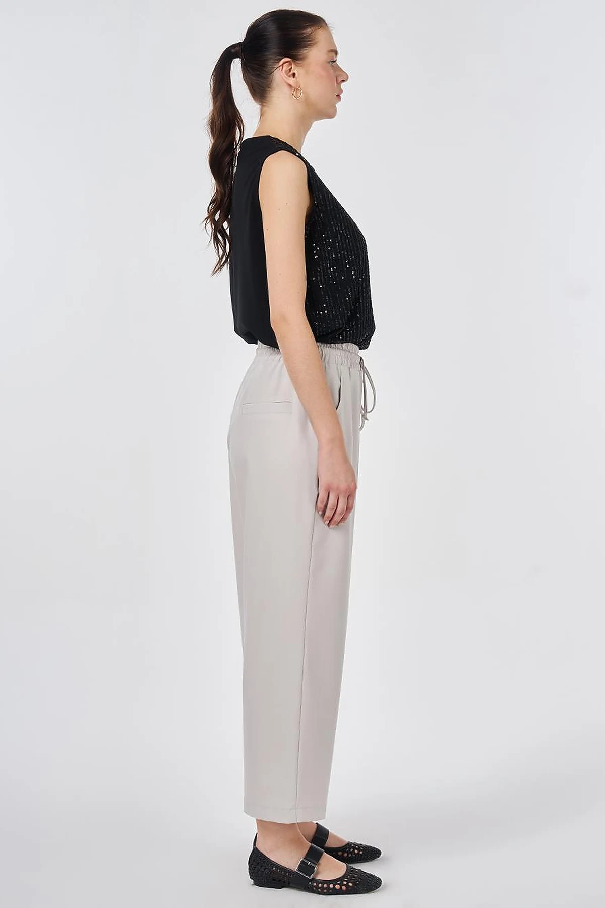 Relaxed Fit Viscose Trousers Gray