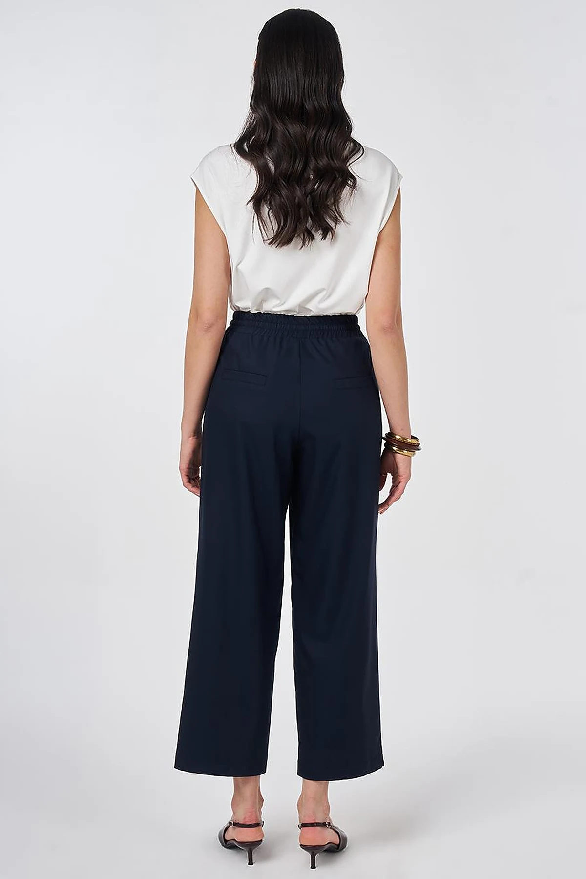 Relaxed Fit Viscose Trousers Dark Navy