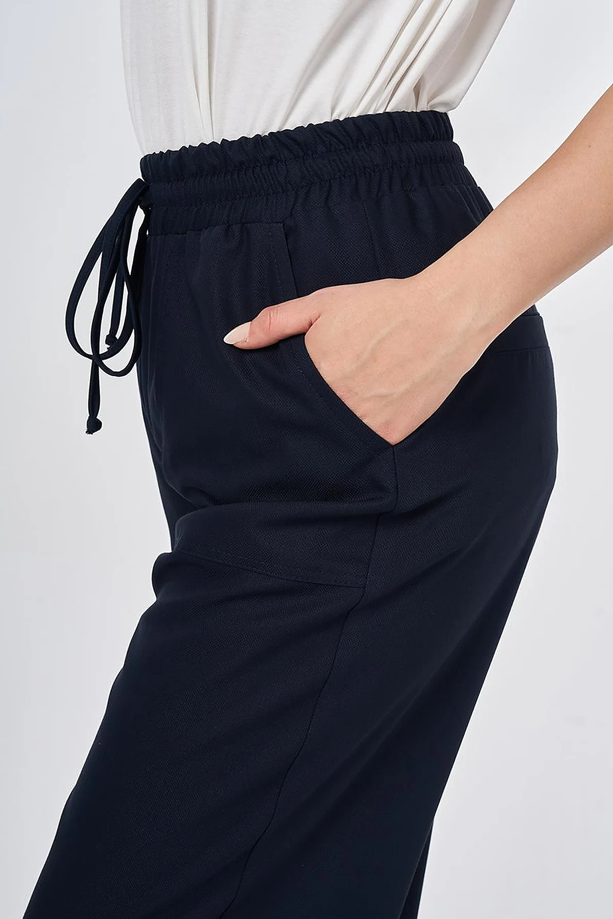 Relaxed Fit Viscose Trousers Dark Navy