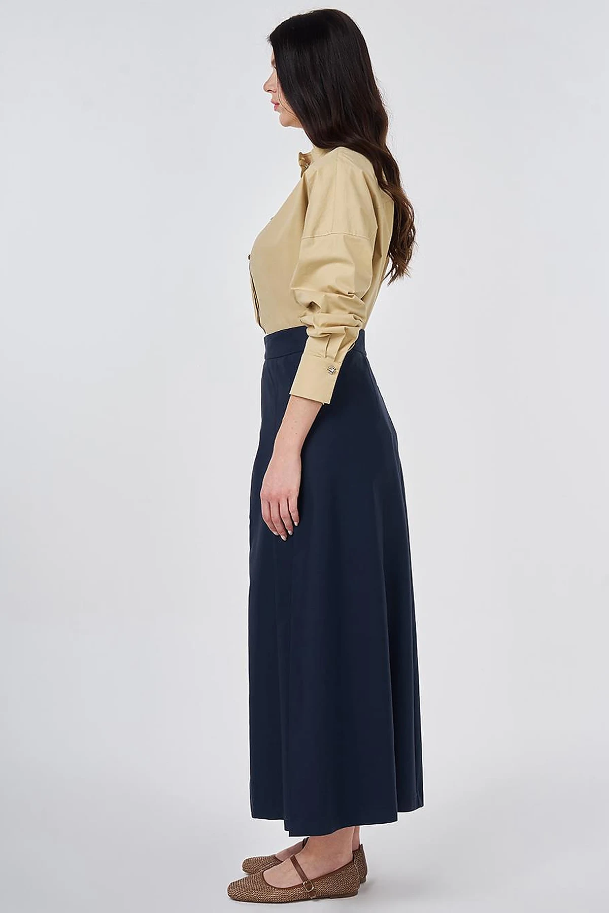 High-Waisted Pleated Skirt Dark Navy