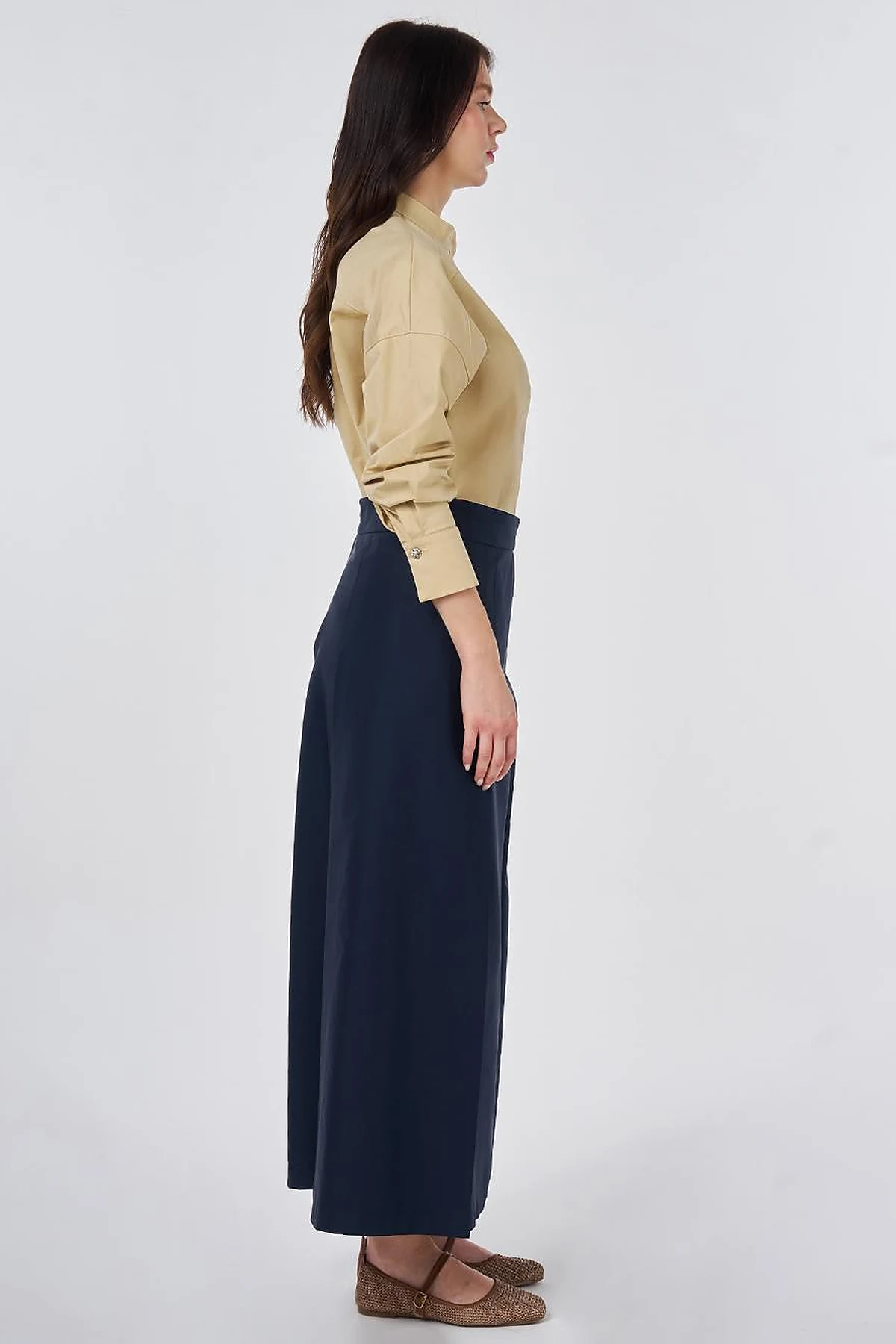 High-Waisted Pleated Skirt Dark Navy