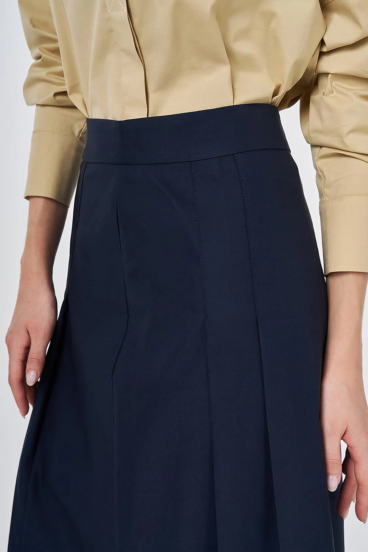 High-Waisted Pleated Skirt Dark Navy