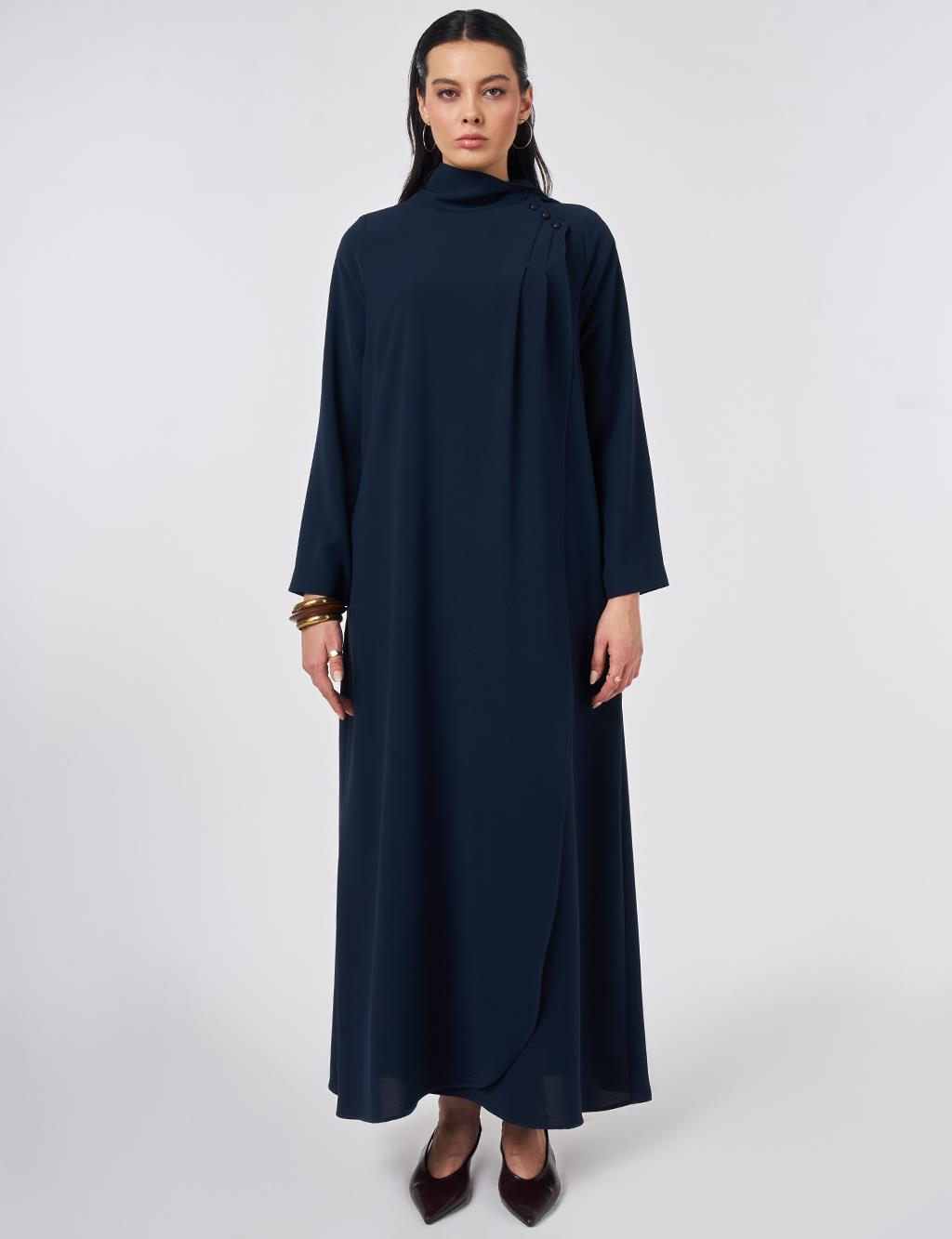 Şal Yaka Krep Pardesü Koyu Lacivert