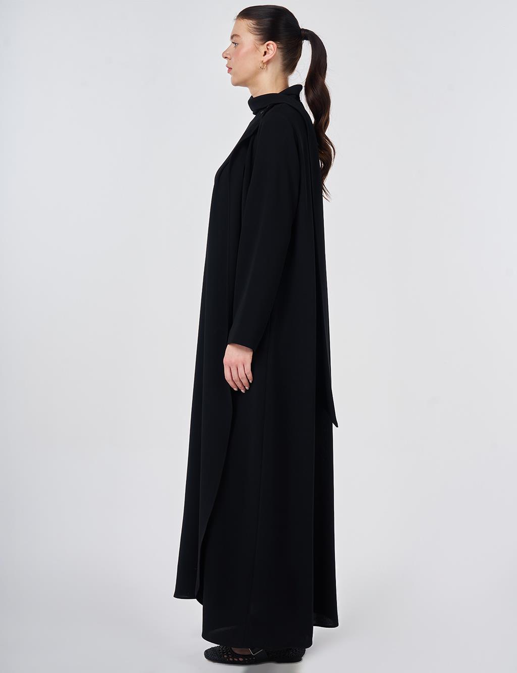 Şal Yaka Krep Pardesü Siyah