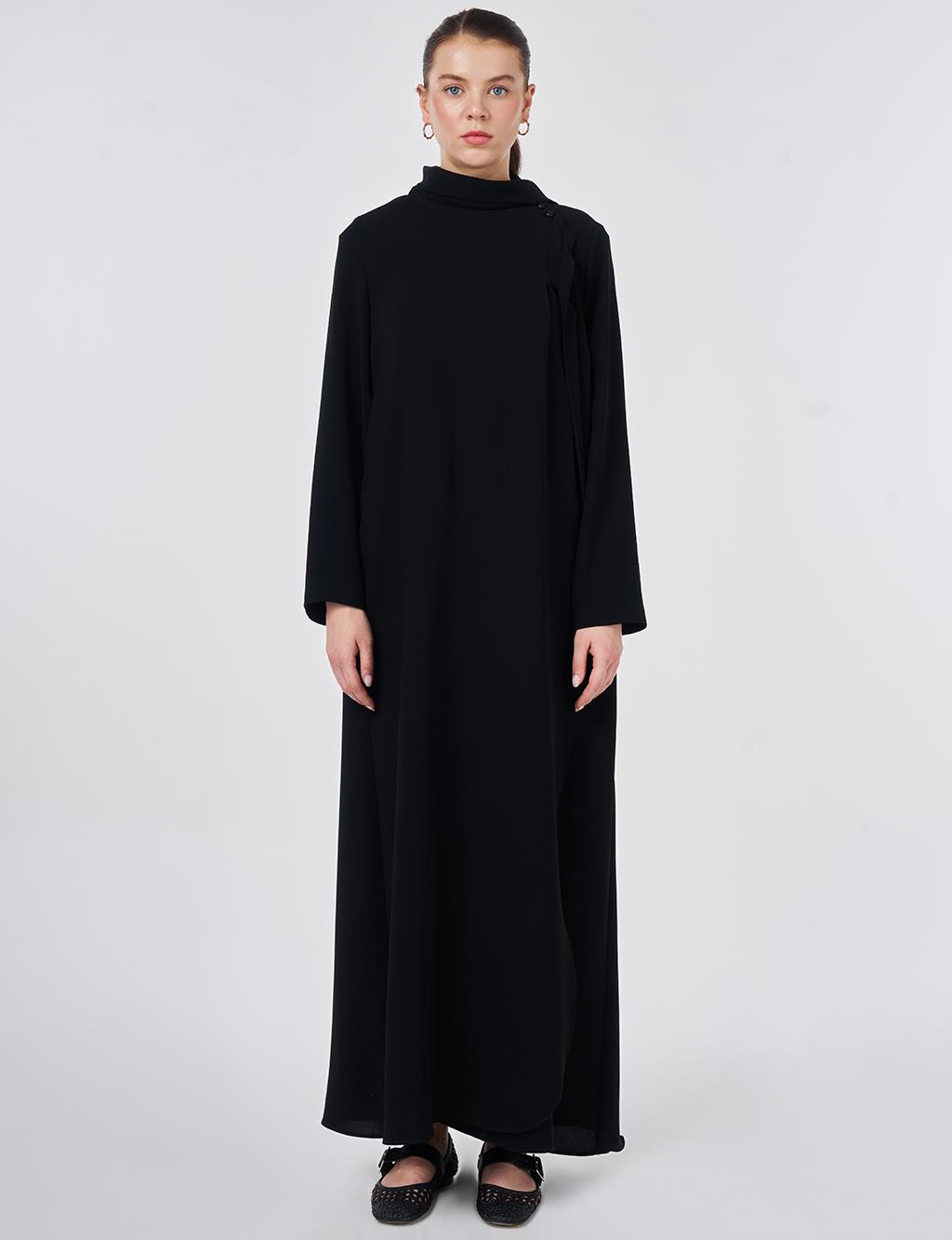 Şal Yaka Krep Pardesü Siyah