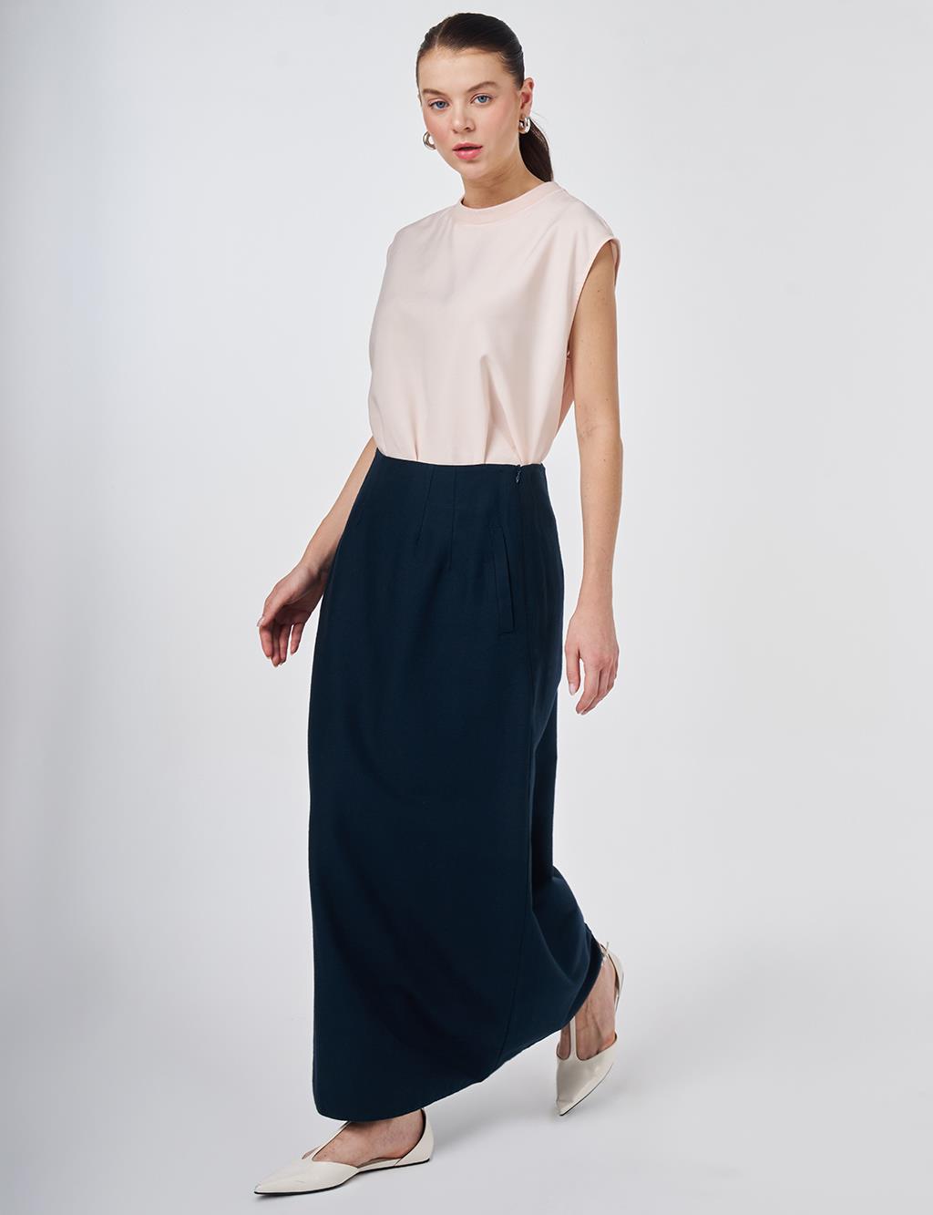 Pleated Non-Denim Skirt Dark Navy