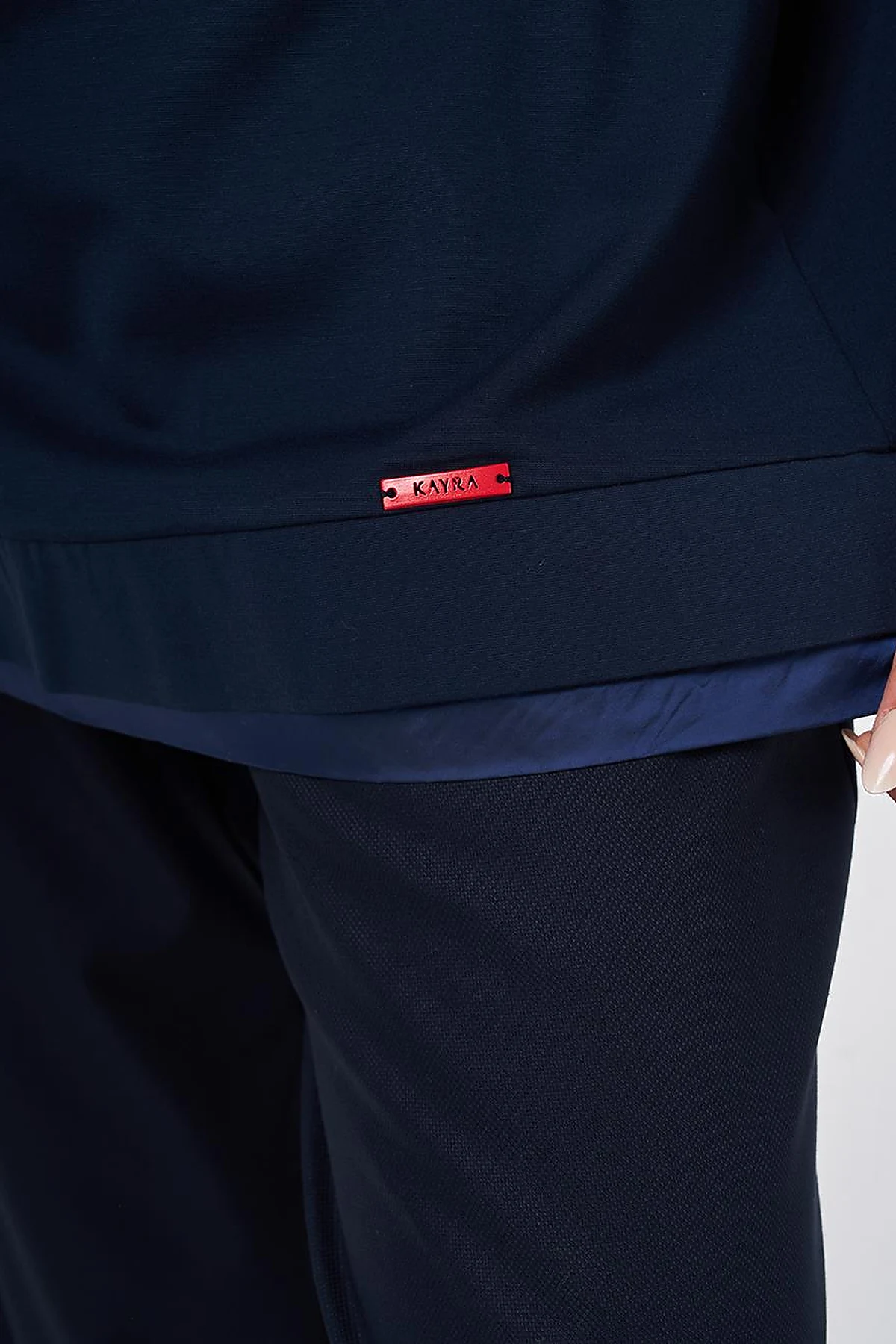 Drawstring Stand Collar Sweatshirt Dark Navy Blue