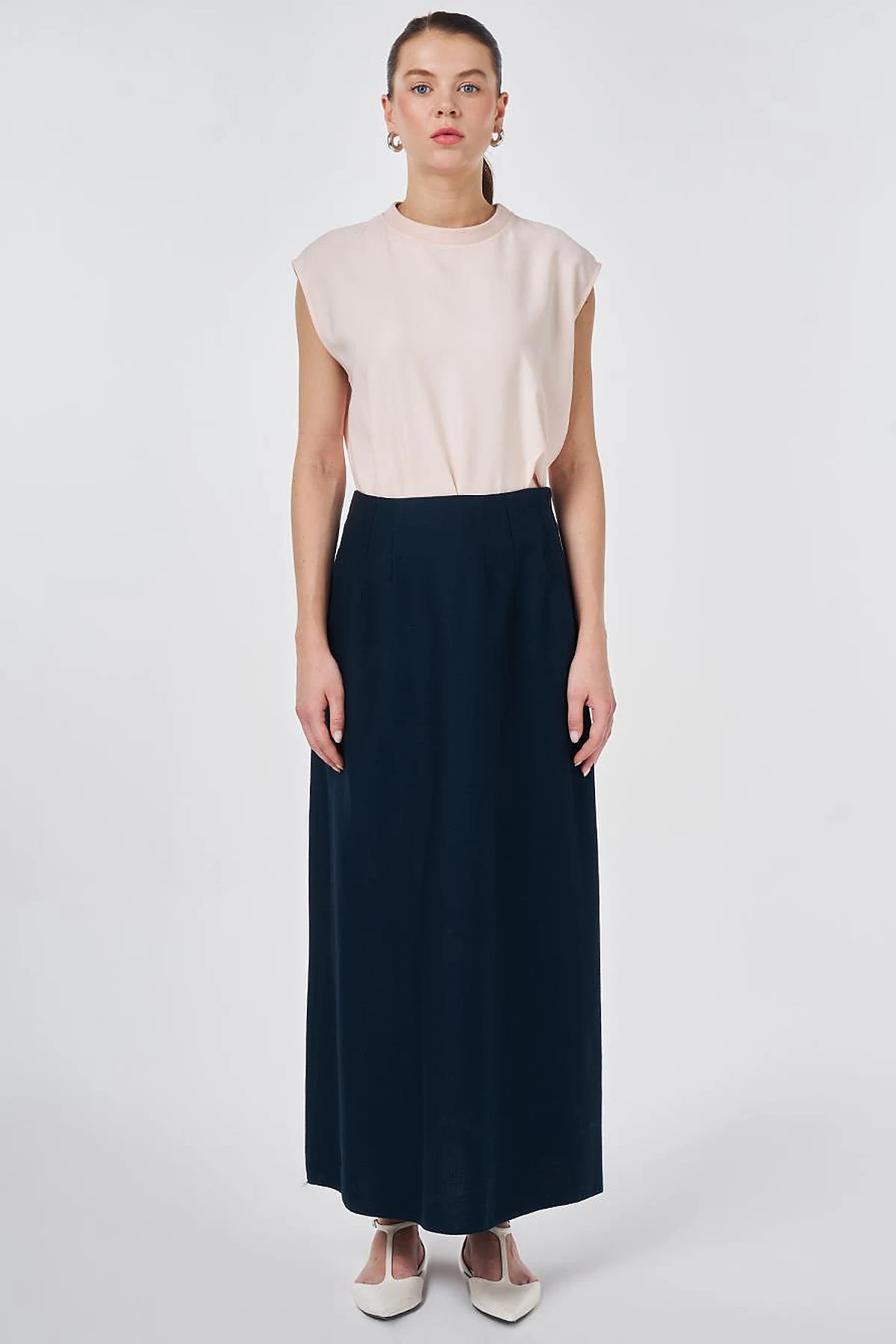 Pleated Non-Denim Skirt Dark Navy