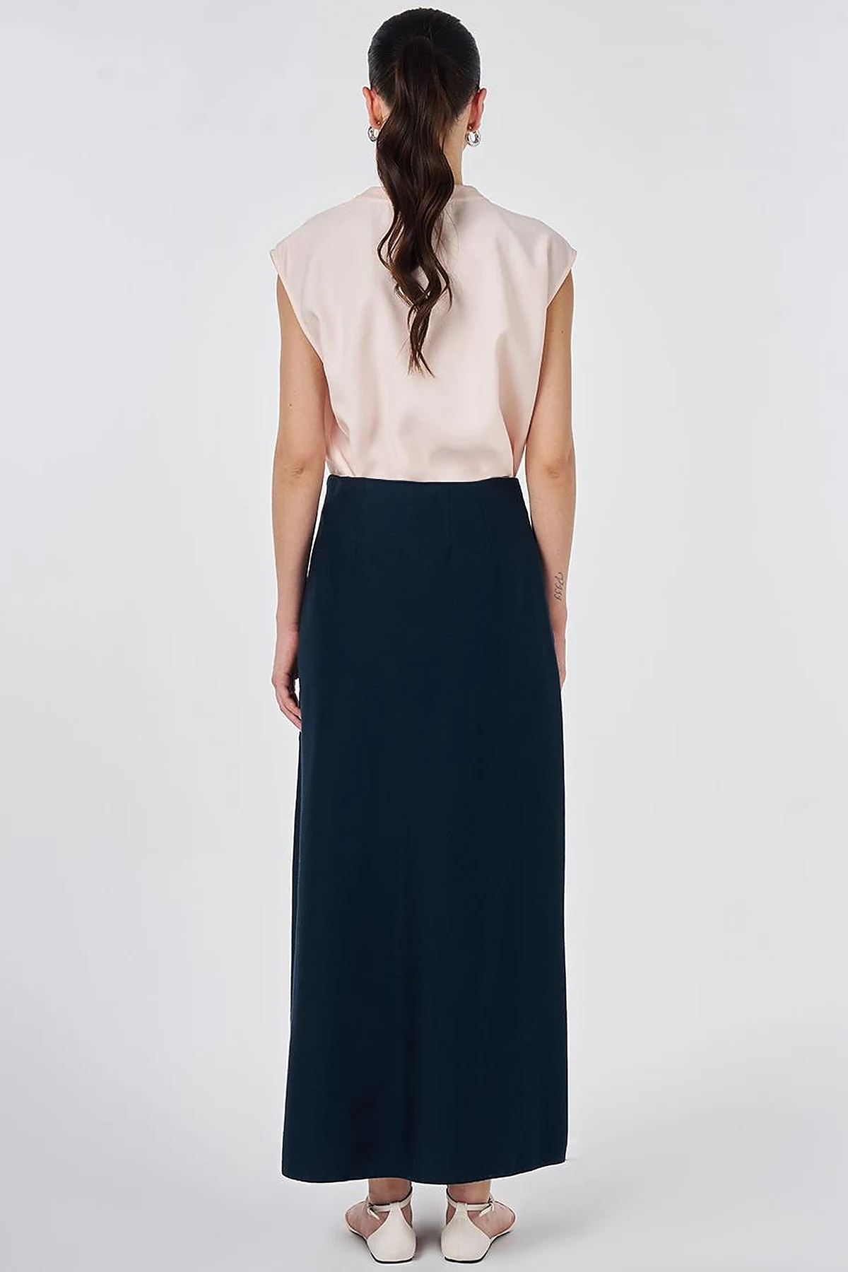 Pleated Non-Denim Skirt Dark Navy