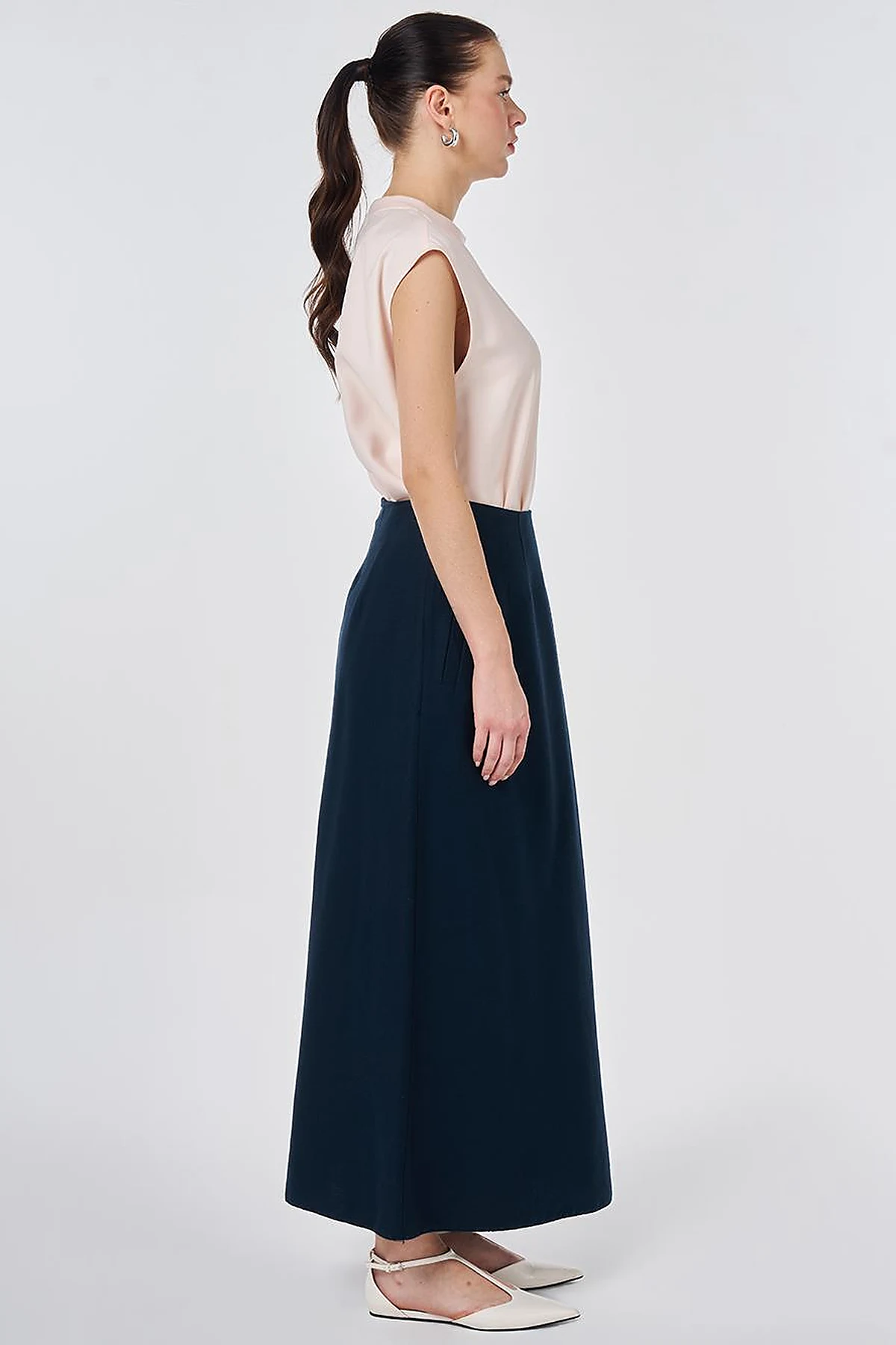 Pleated Non-Denim Skirt Dark Navy