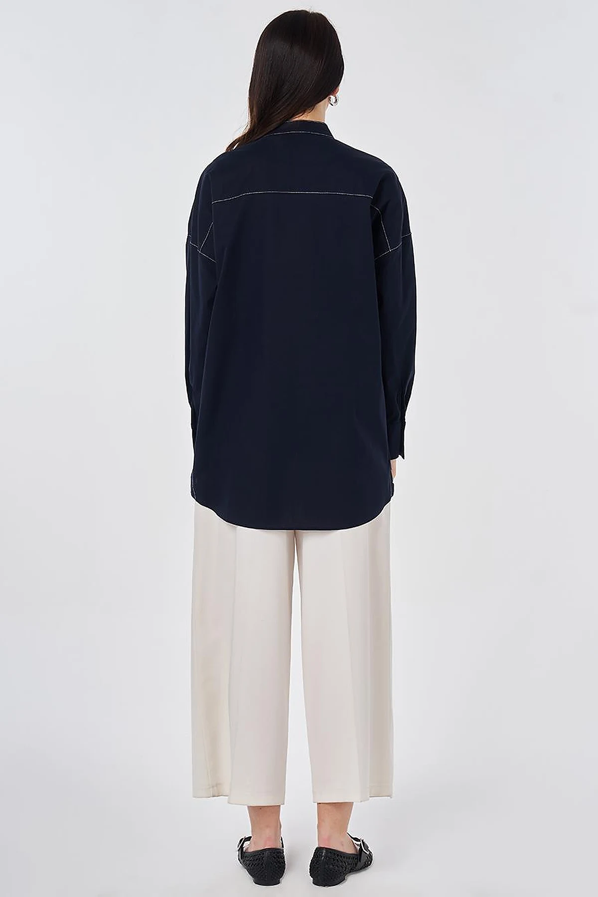 Punto Stitched Cotton Tunic Dark Navy
