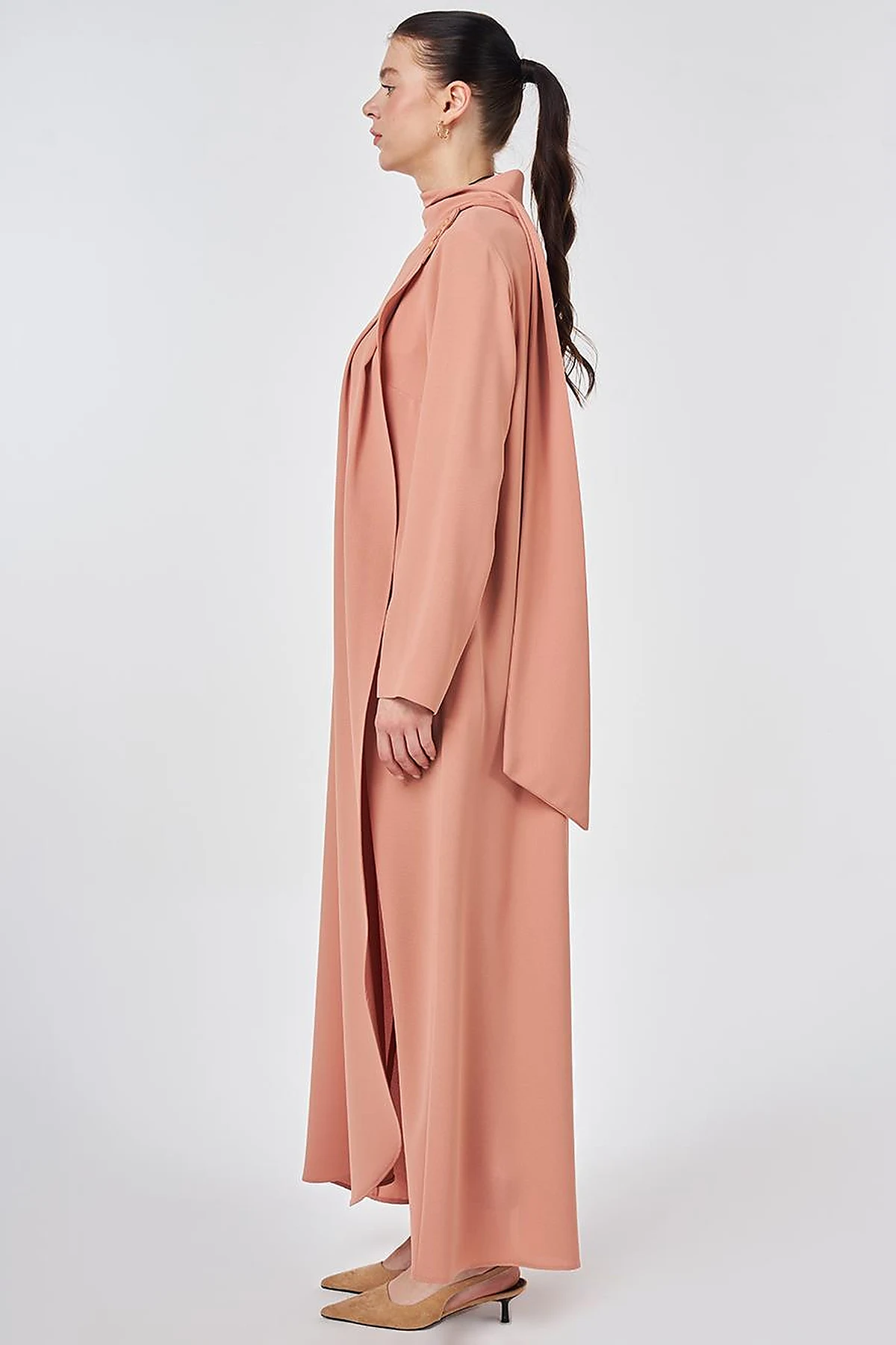 Shawl Collar Crepe Overcoat Cork