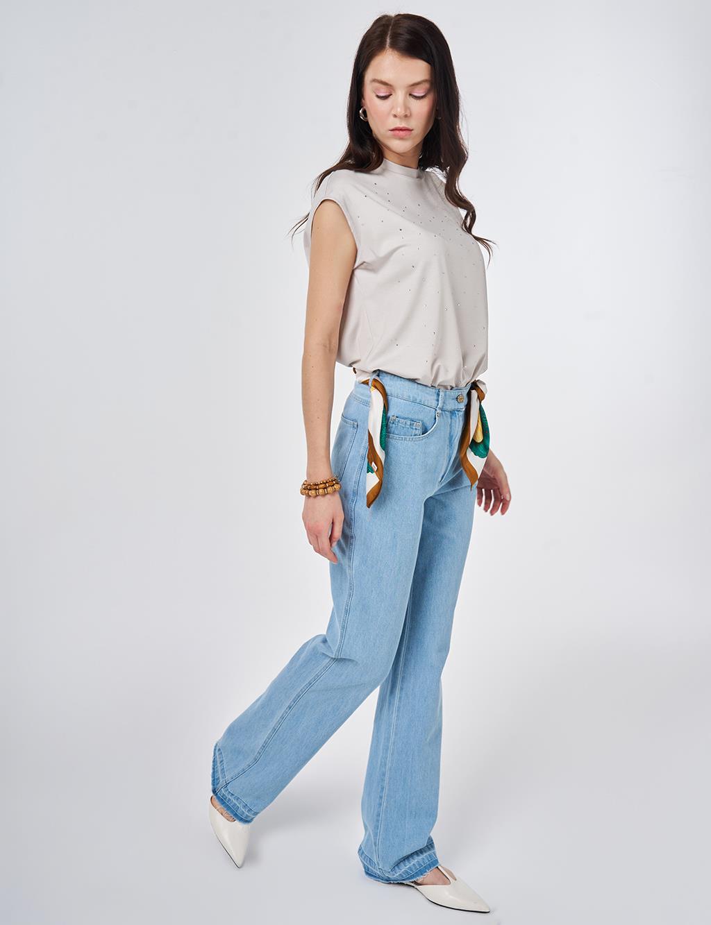 Straight Denim Pants Ice Blue