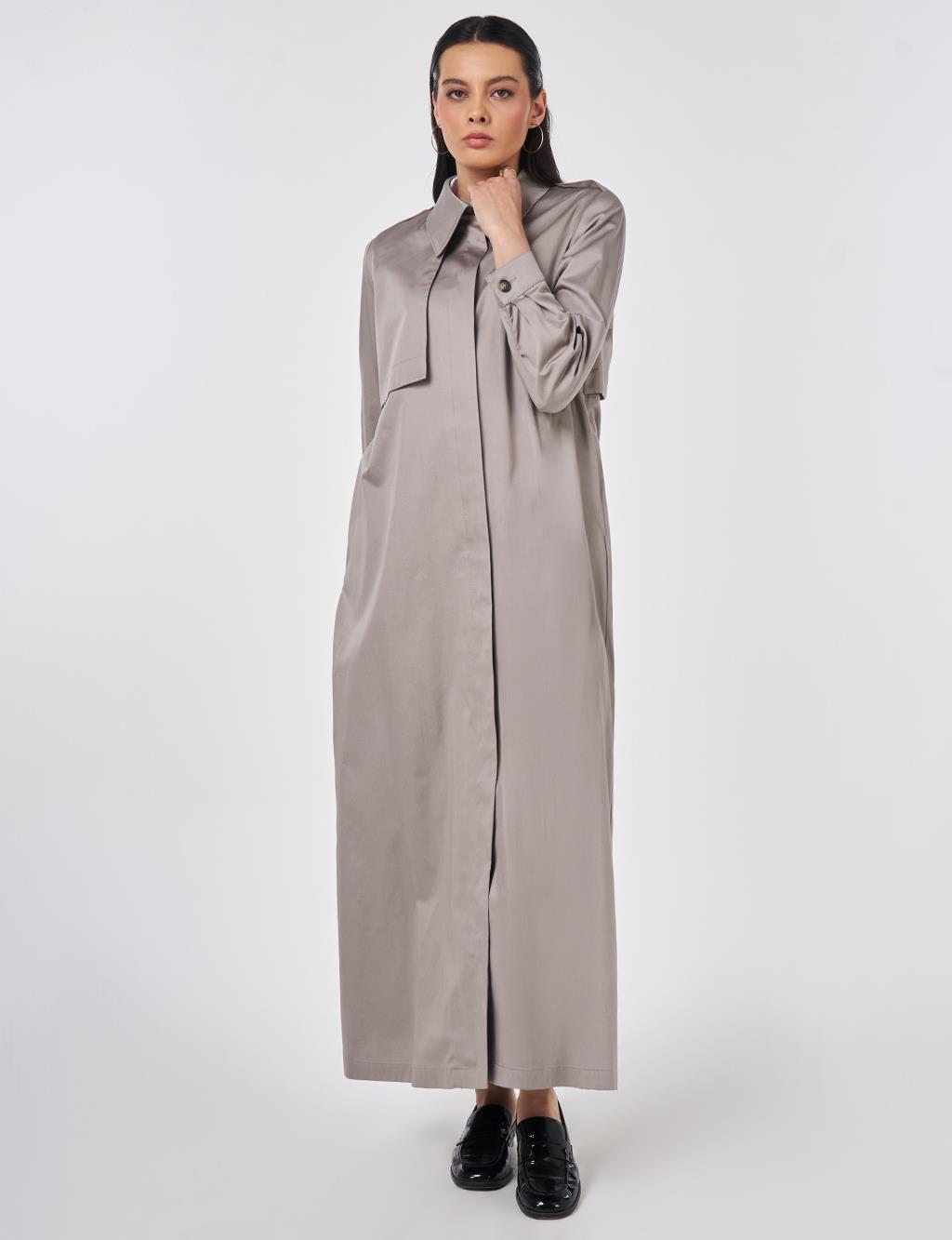 100% Cotton Pleat-Detail Topcoat Dark Mink