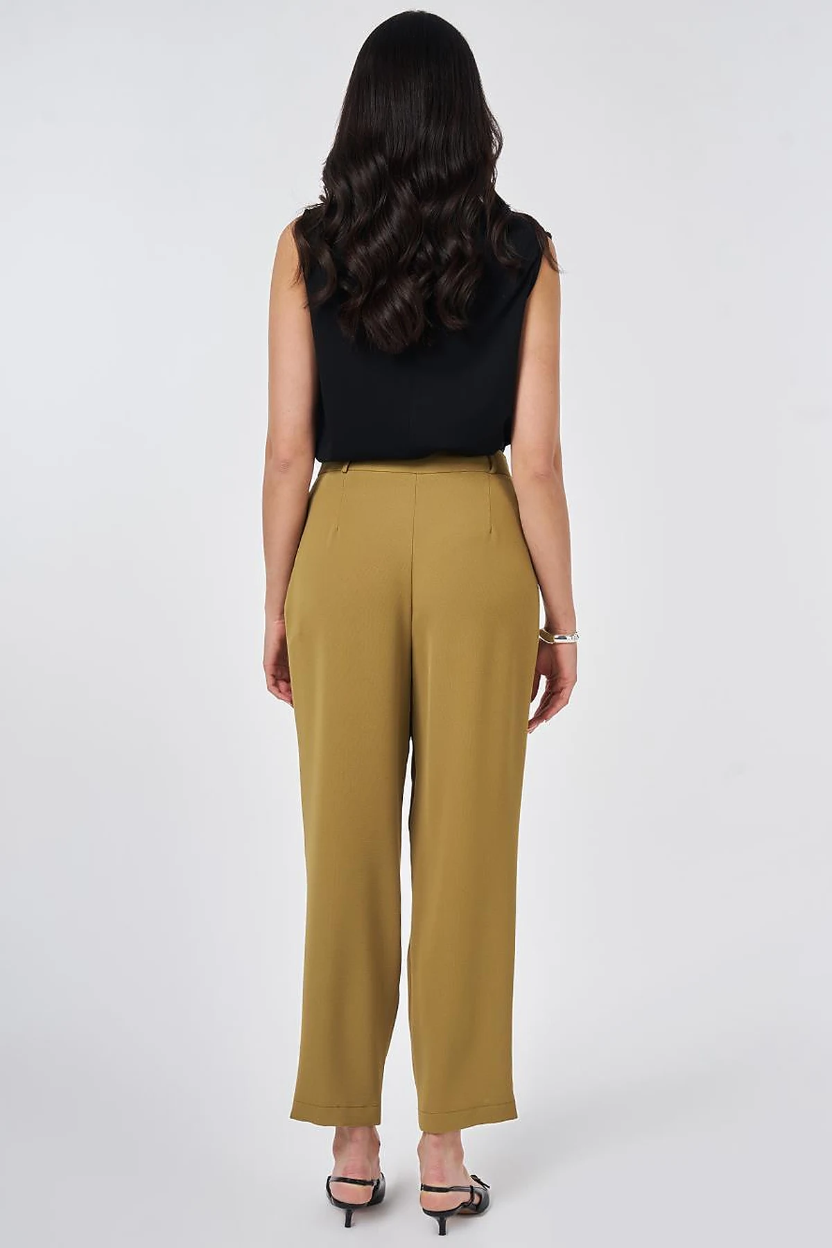 Double Pleated Crepe Trousers Khaki