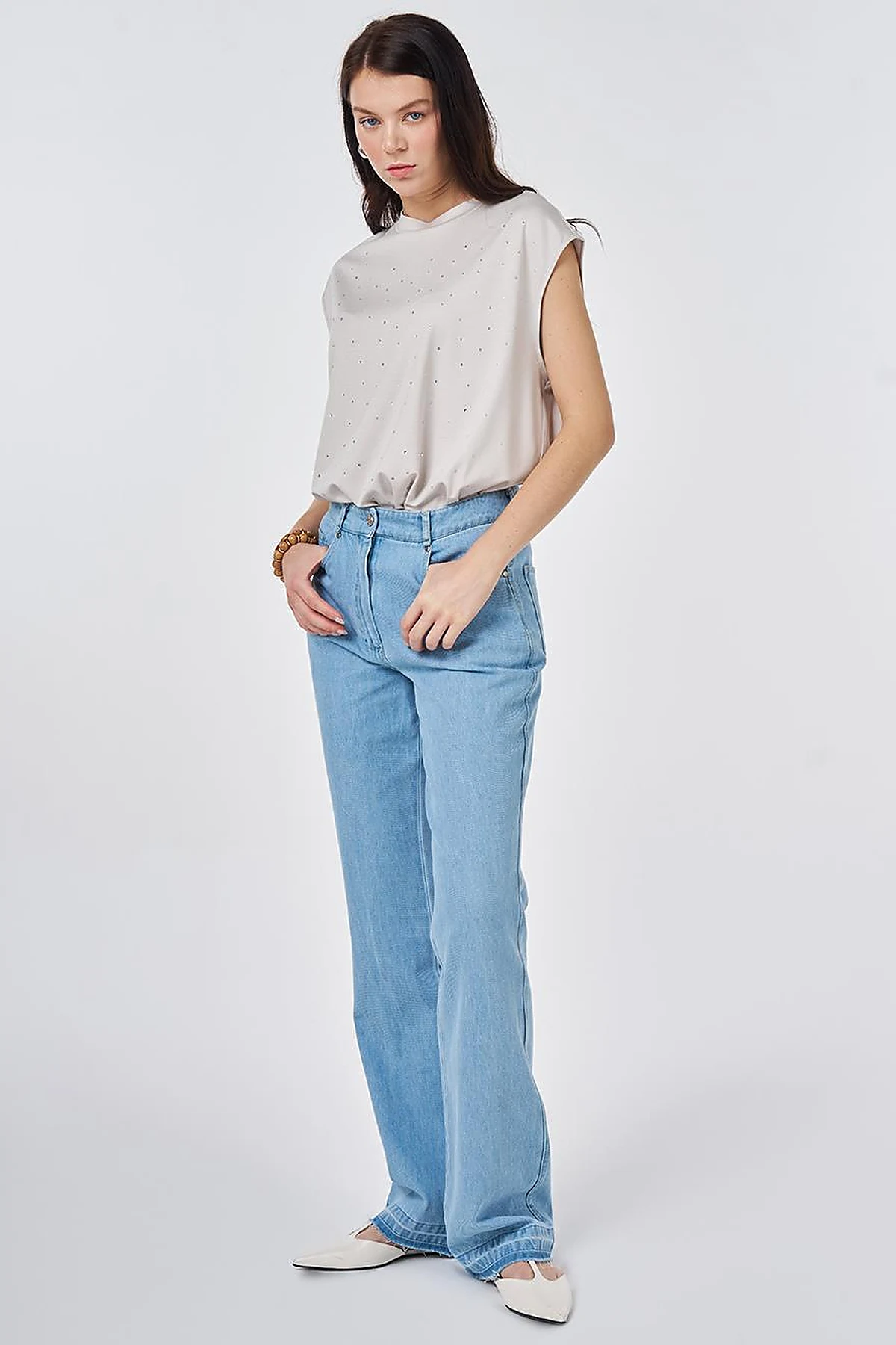 Straight Denim Pants Ice Blue