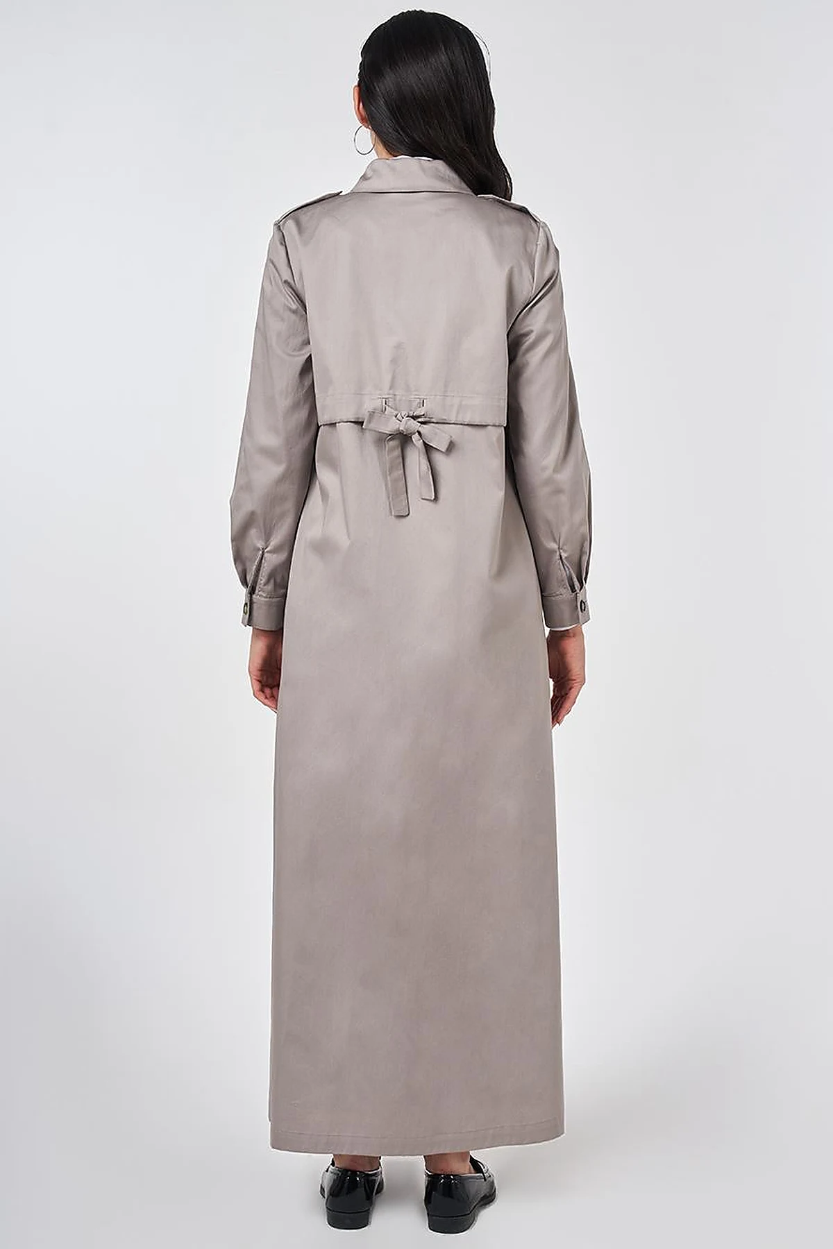100% Cotton Pleat-Detail Topcoat Dark Mink