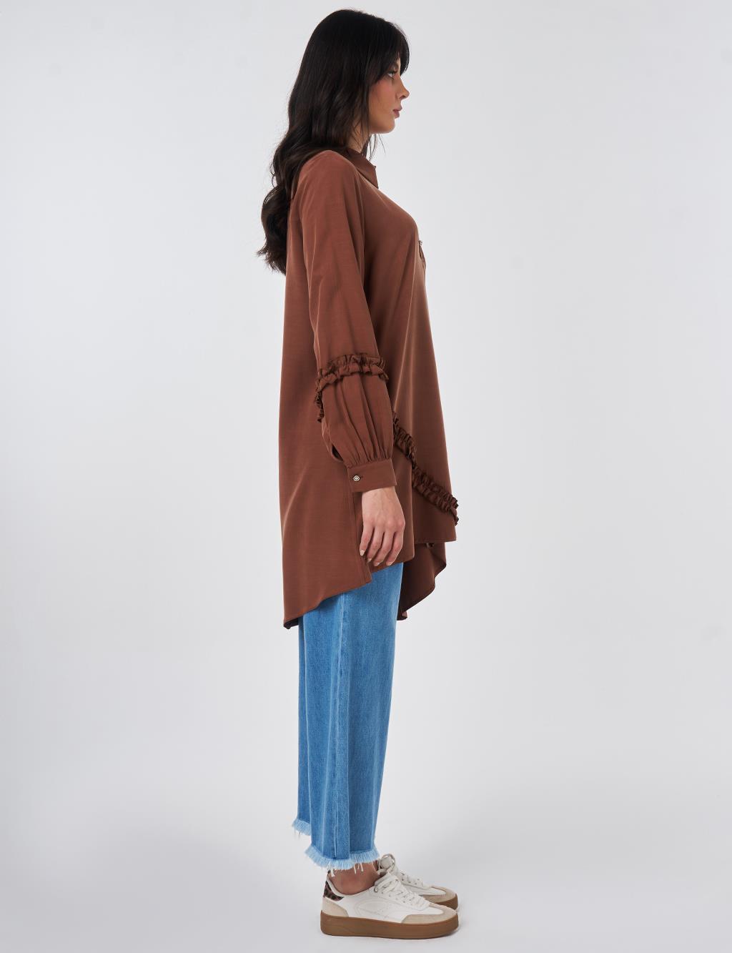 Ruffle Detail Modal Tunic Brown