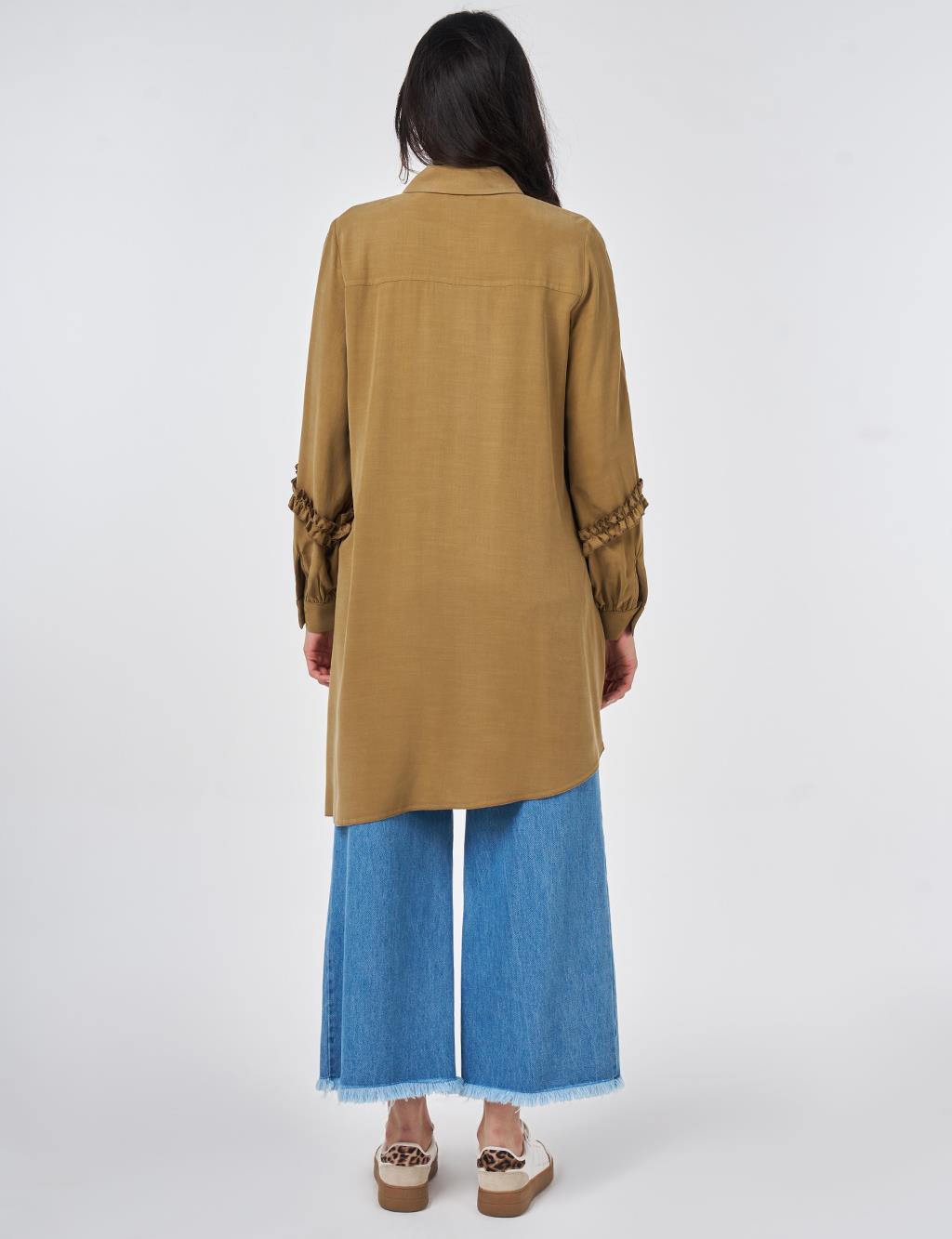 Ruffle Detail Modal Tunic Dark Olive