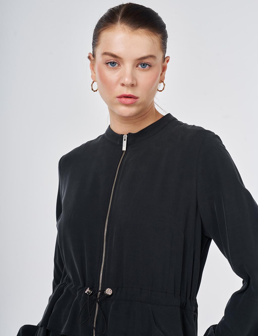 Elasticated-Waist Modal Throw-On Black