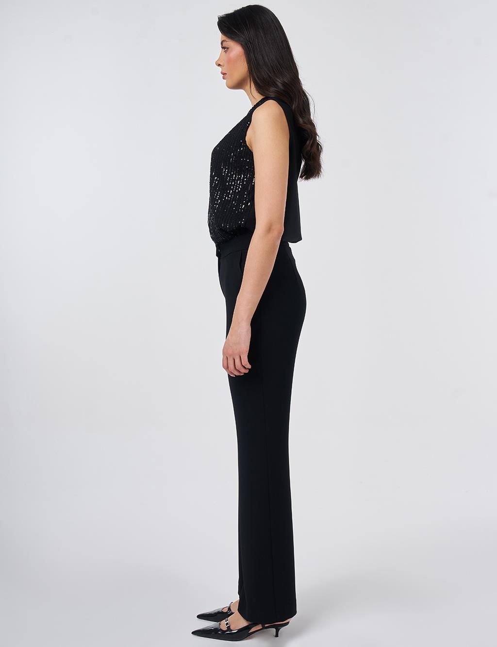 Ironed Flare Trousers Black