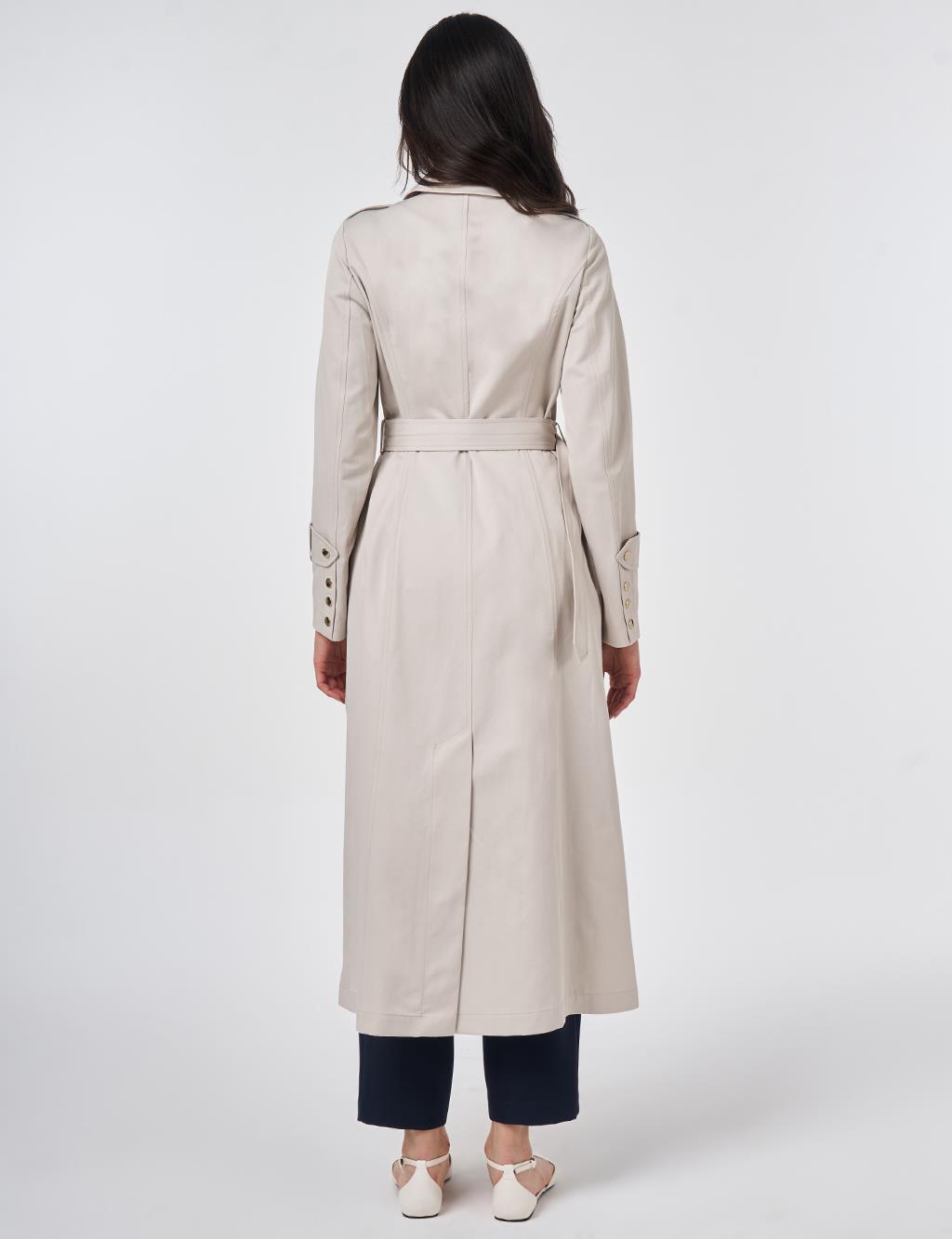 Button Detail Trench Coat Stone