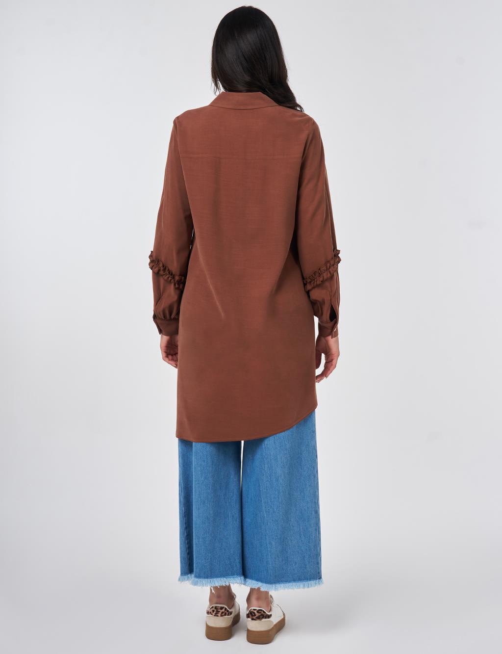 Ruffle Detail Modal Tunic Brown