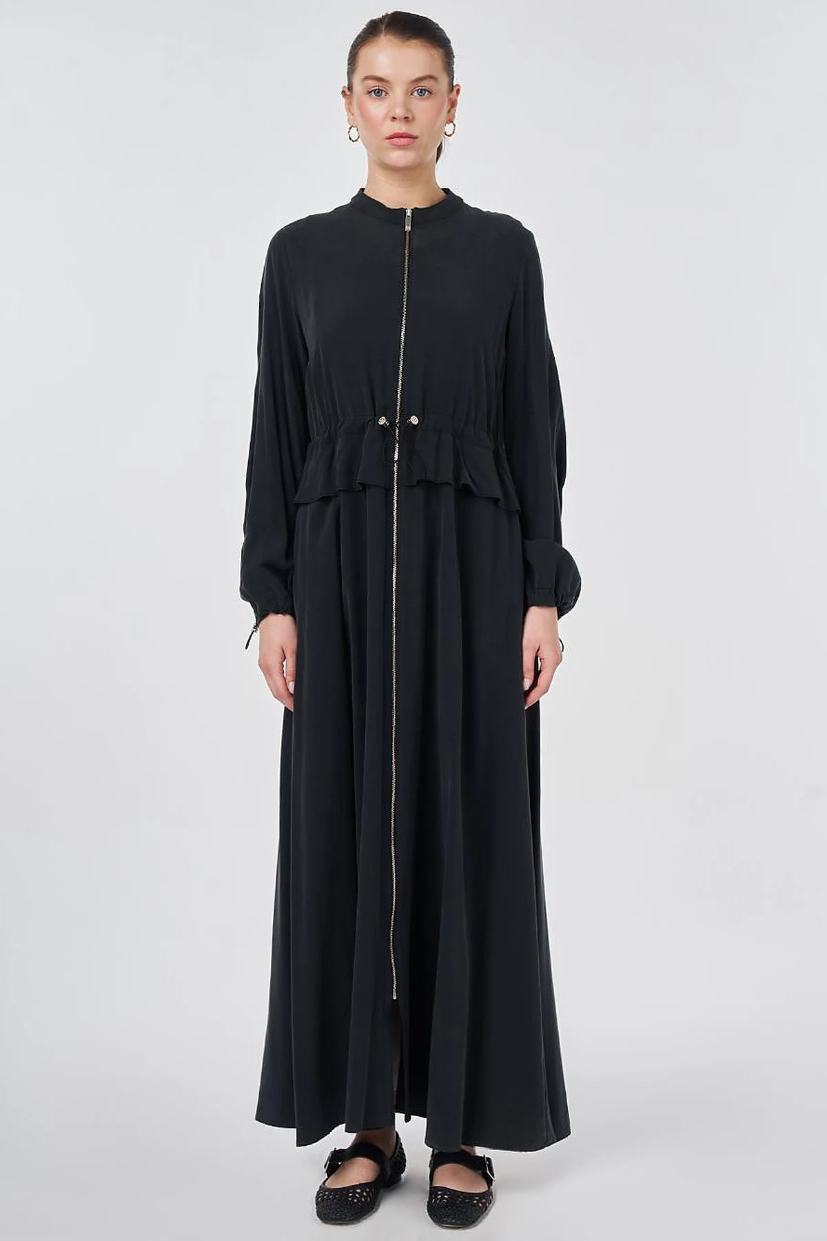 Elasticated-Waist Modal Throw-On Black