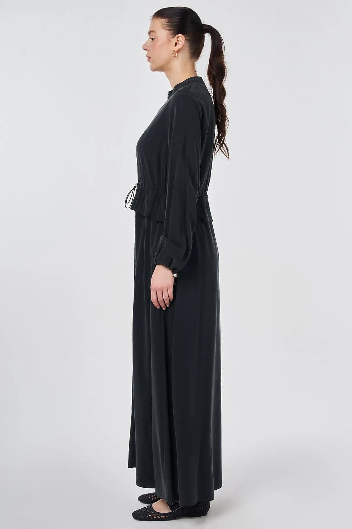 Elasticated-Waist Modal Throw-On Black