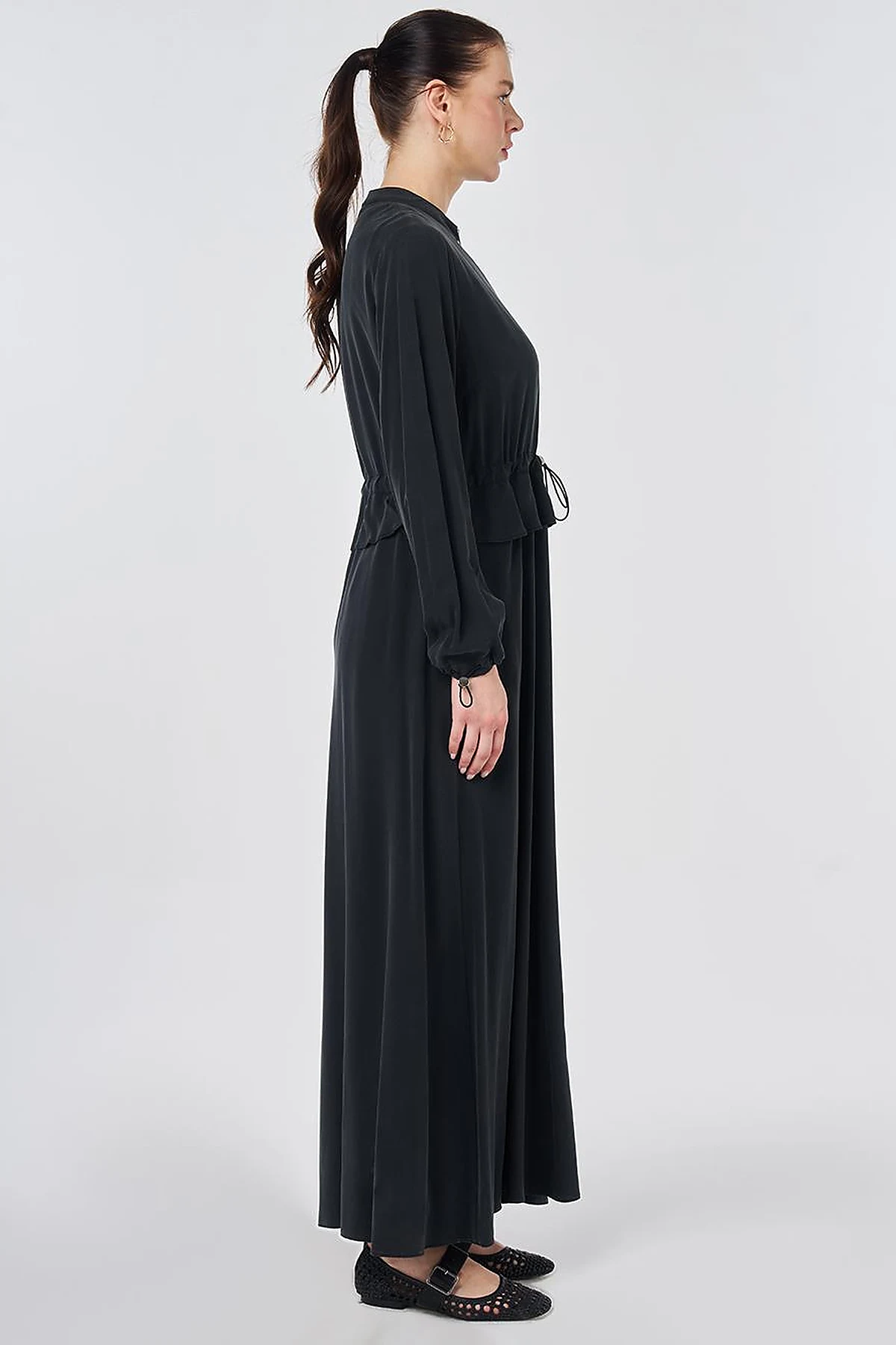 Elasticated-Waist Modal Throw-On Black