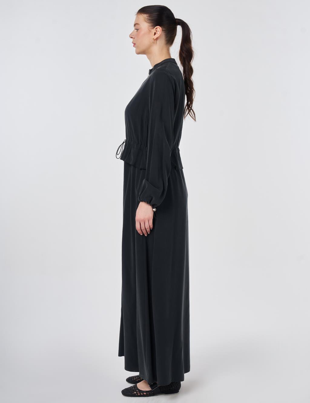 Elasticated-Waist Modal Throw-On Black