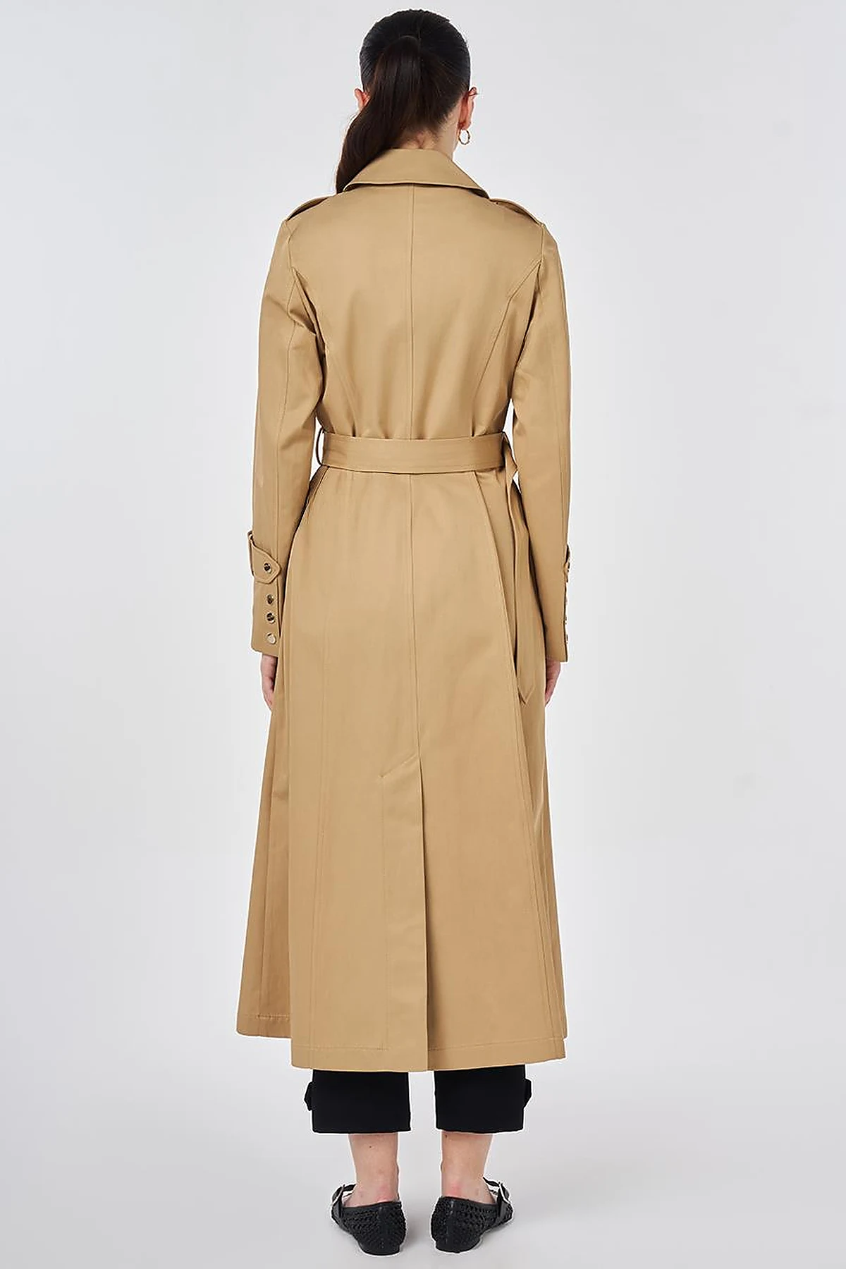 Button Detail Trench Coat Beige