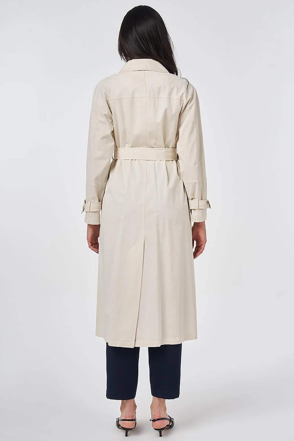 Shirt Collar Belted Trench Coat Cream