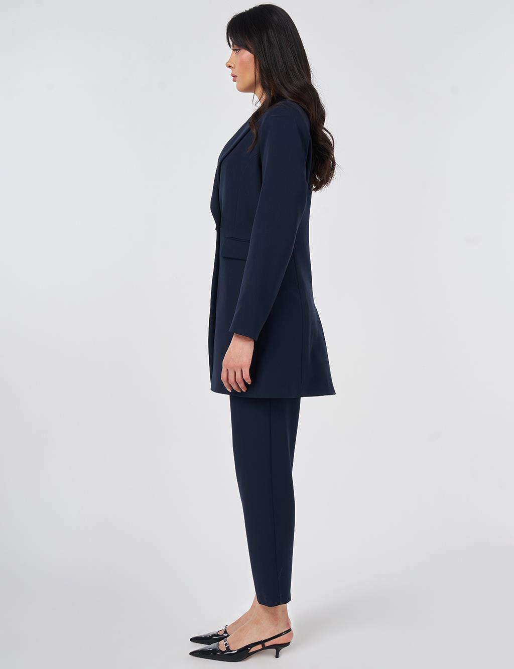 Single-Button Blazer Jacket Dark Navy