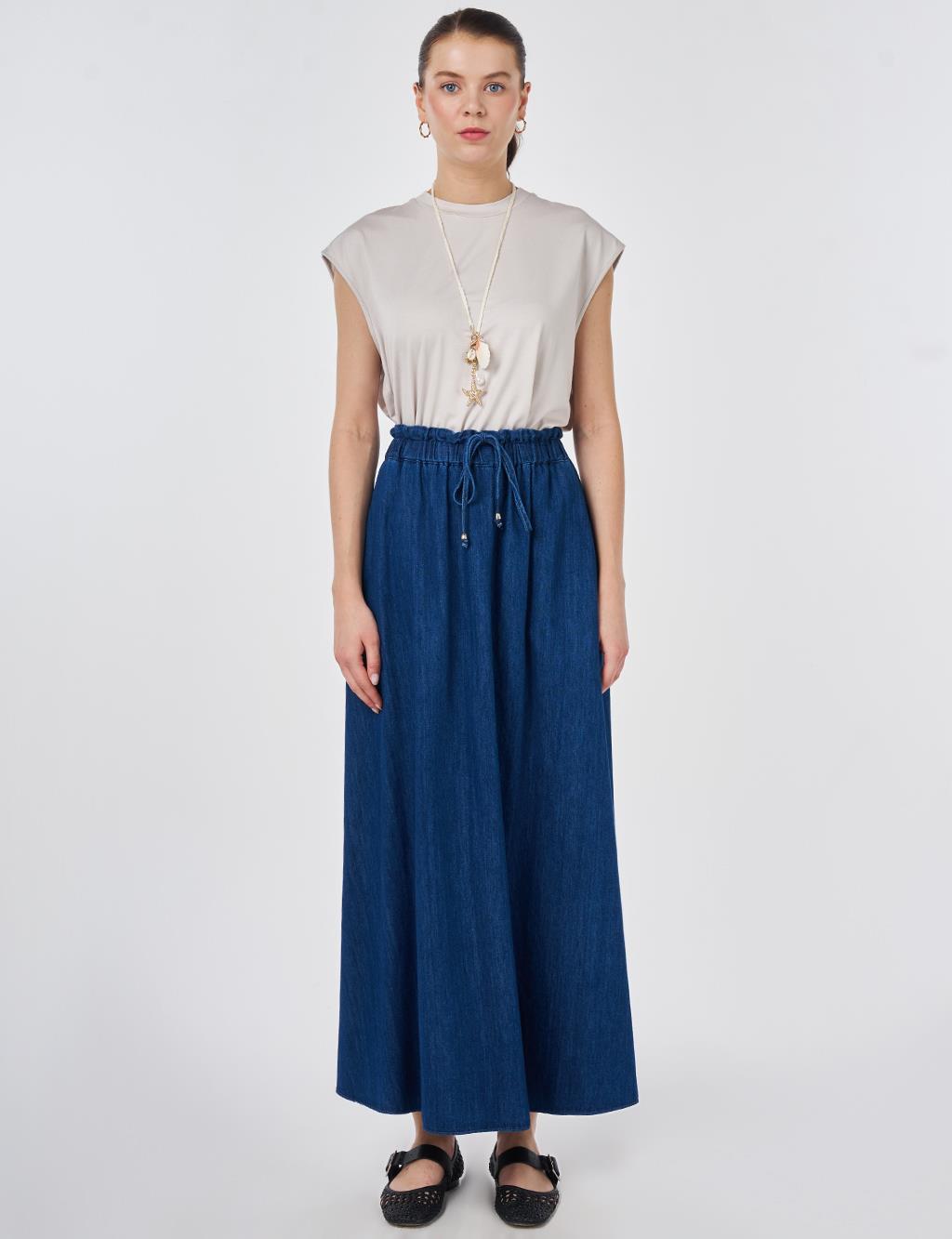 Washed A-Line Denim Skirt Indigo