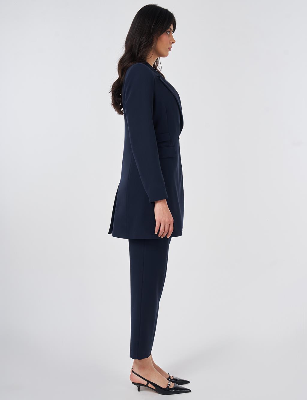 Single-Button Blazer Jacket Dark Navy