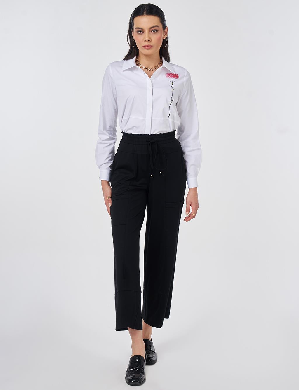 Relaxed Fit Rayon Trousers Black