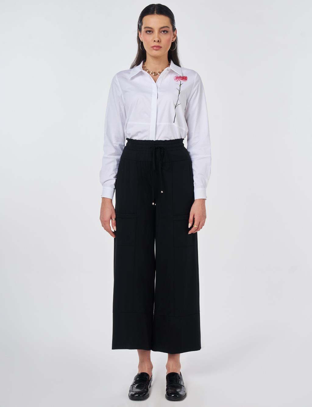 Relaxed Fit Rayon Trousers Black