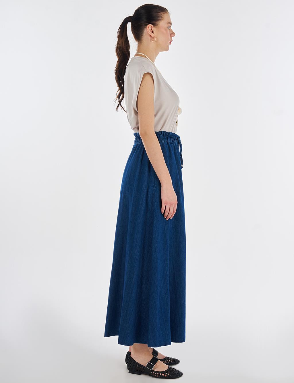 Washed A-Line Denim Skirt Indigo